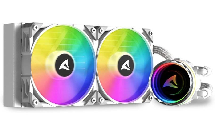Kühler Sharkoon S80 RGB AIO Weiss 2x 120 ARGB PWM, Infinity Mirror Effect