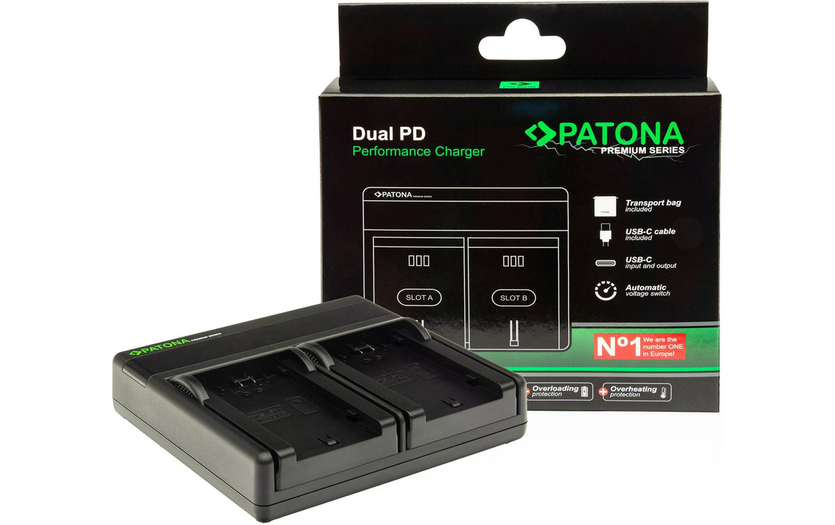 PATONA Premium Dual USB-C Ladegerät USB-C Für Canon Akku NB-13L