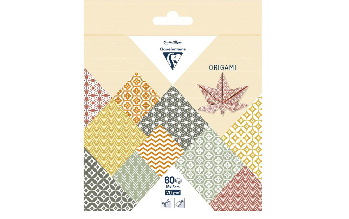 Clairefontaine Papier Origami Herbst 70g/m2, 60 Blatt, 15 x 15 cm, assortiert