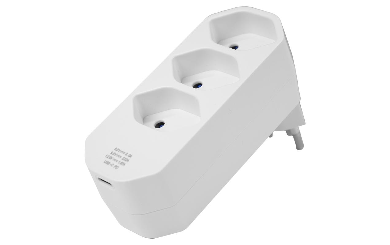 STEFFEN USB Mehrfachstecker 20W Manta drehbar 320°, weiss