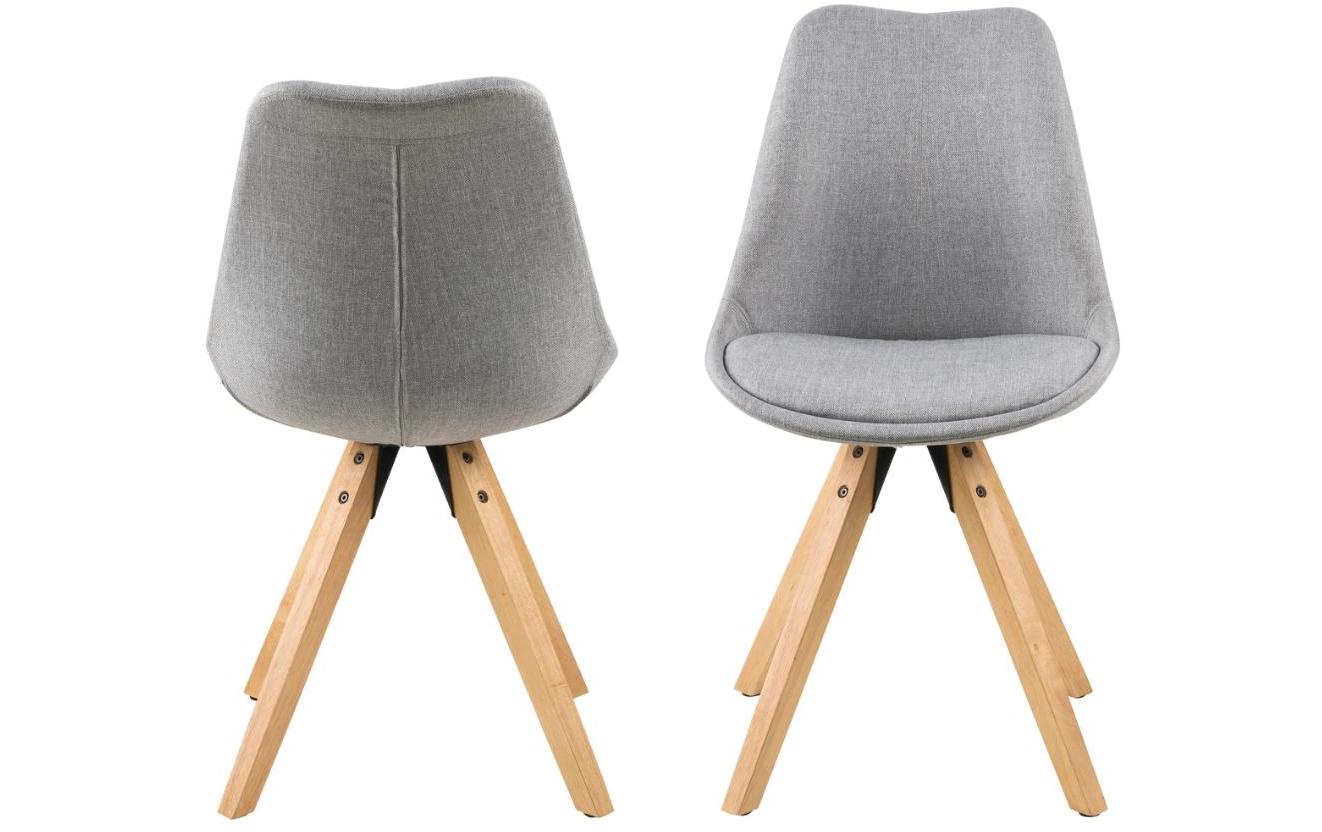 AC Design Esszimmerstuhl Dima 2 Stück Gummibaum/Polyurethan, Hellgrau