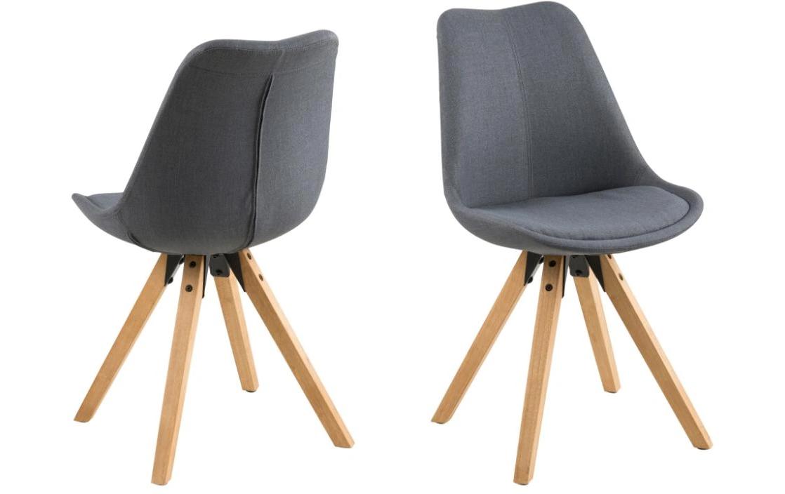 AC Design Esszimmerstuhl Dima 2 Stück Gummibaum/Polyurethan, Dunkelgrau