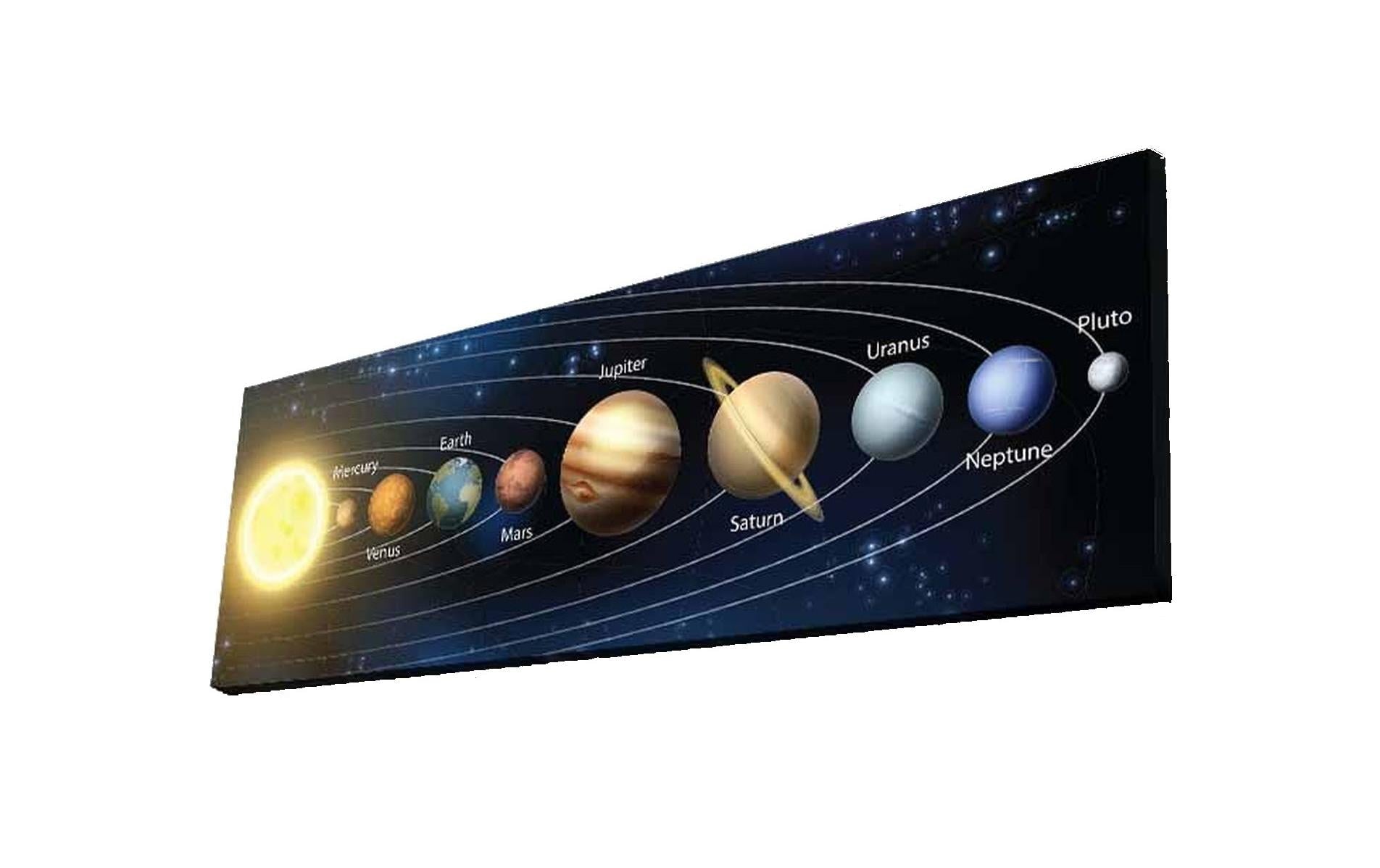 Wallxpert Wandbild Planeten MDF, Mit Beleuchtung, Exkl. 9V Batterie