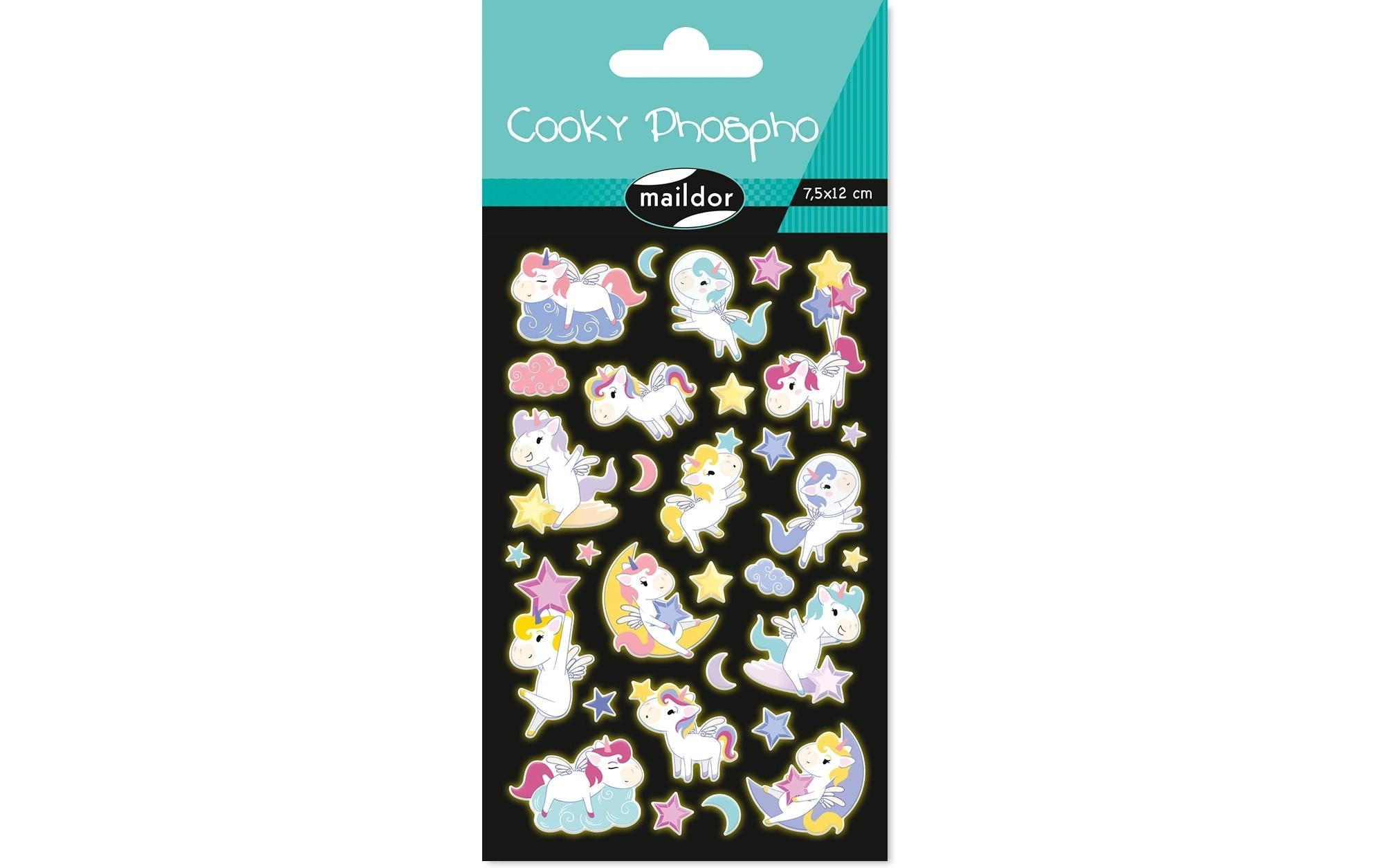 Clairefontaine Sticker Cooky Phospho Einhor 1 Stickerbogen, 7.5 x 12 cm