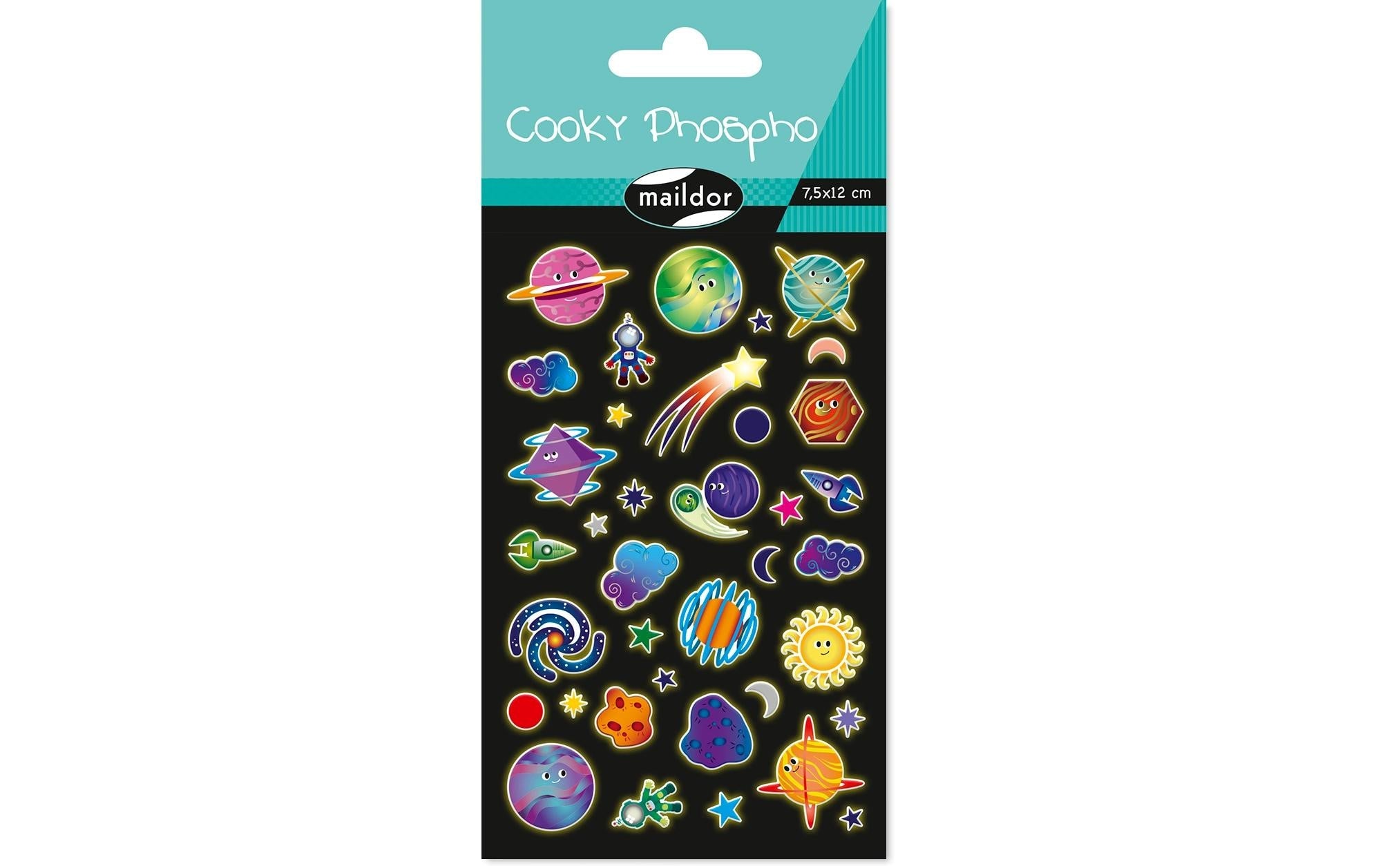 Clairefontaine Sticker Cooky Phospho Planet 1 Stickerbogen, 7.5 x 12 cm