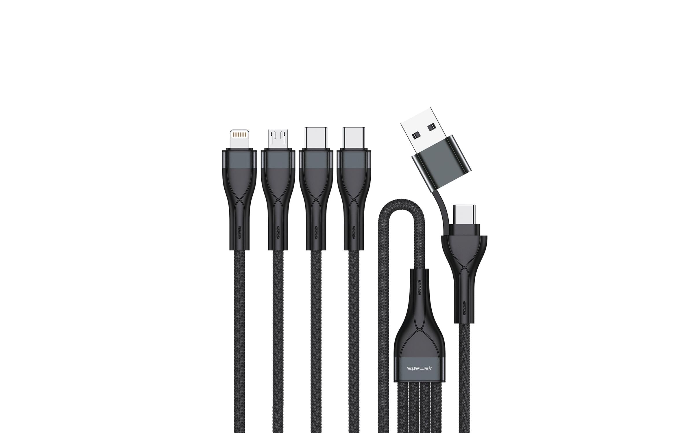 4smarts USB-C/A Multikabel 4 in 2 Ladekabel 1.2m, schwarz