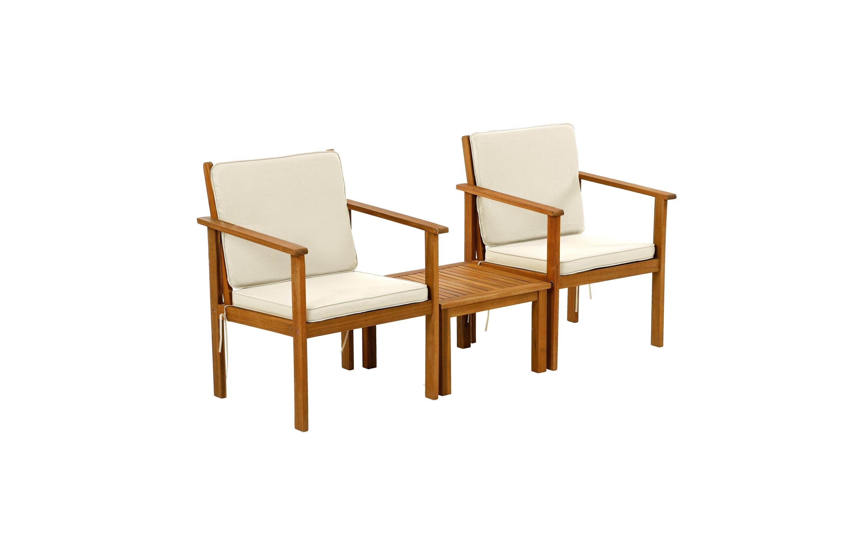 COCON Lounge Vevey 2er Set, weiss, Akazienholz FSC
