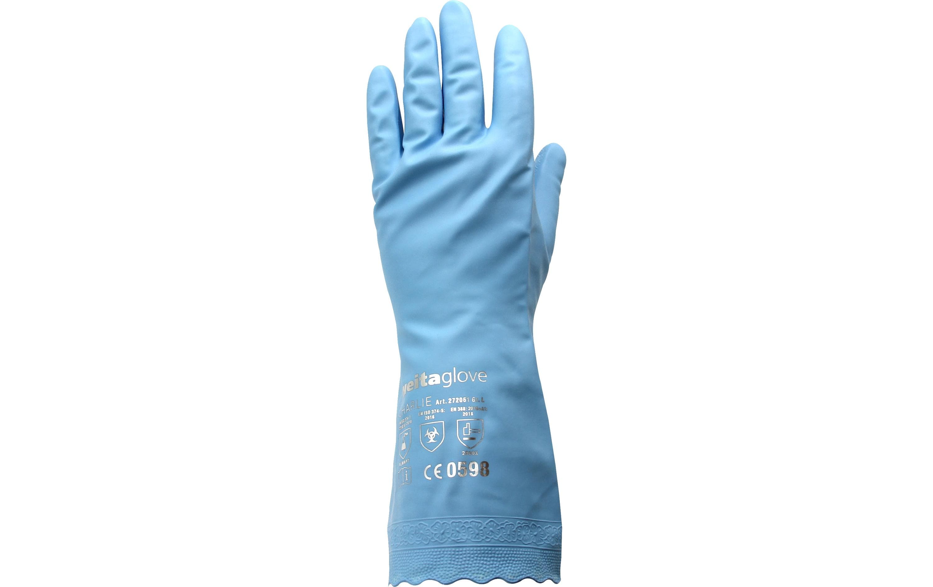 Reinigungshandschuh M, blau blau, vinyl