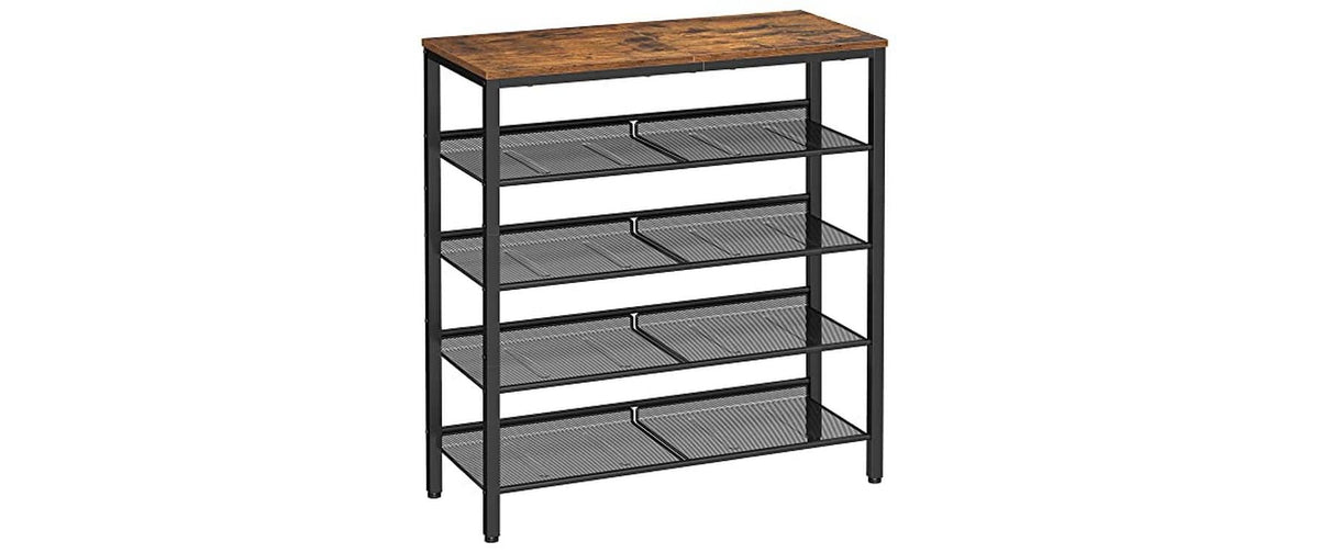 Vasagle Schuhgestell, 5 Ablagen, Holz,Eisen 75x30x93 cm,Traglast verschieden