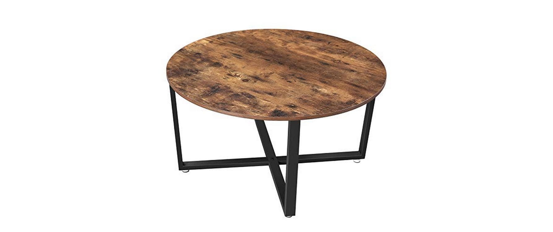 Vasagle Couchtisch rund, Eisen, Holz 88x47 (DxH) cm, Traglast max. 100 kg