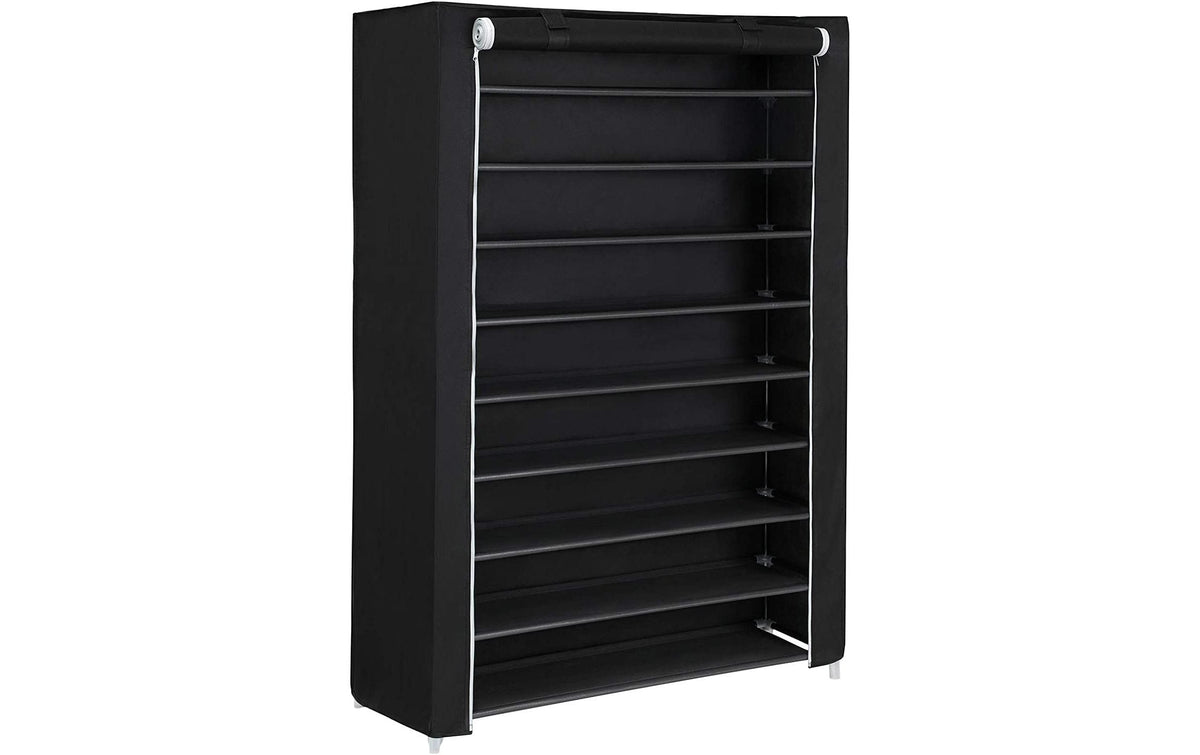Songmics Schuhschrank mit Rolltür,Schwarz 100x28x162 cm, Traglast pro Ablage 10 kg