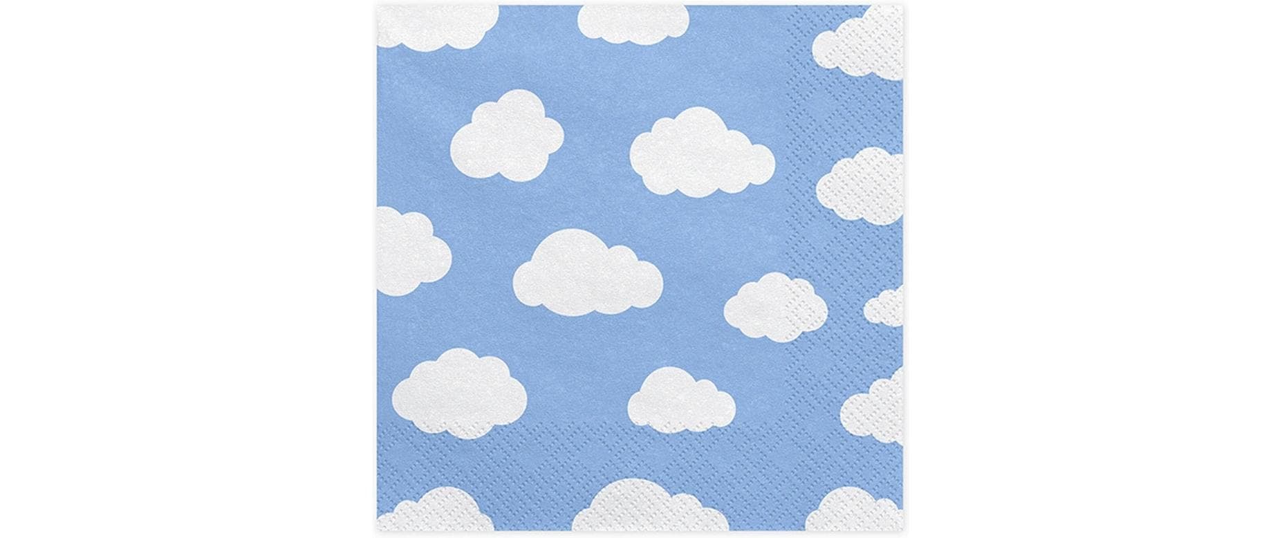 Partydeco Servietten Flugzeug Wolken blau, 33x33 cm, 20 Stück