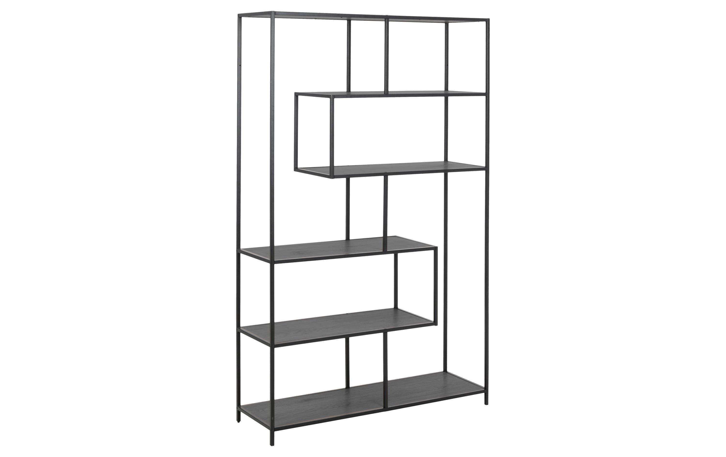 AC Design Bücherregal Seaford MDF/Stahl, 114x35x185 cm, Schwarz