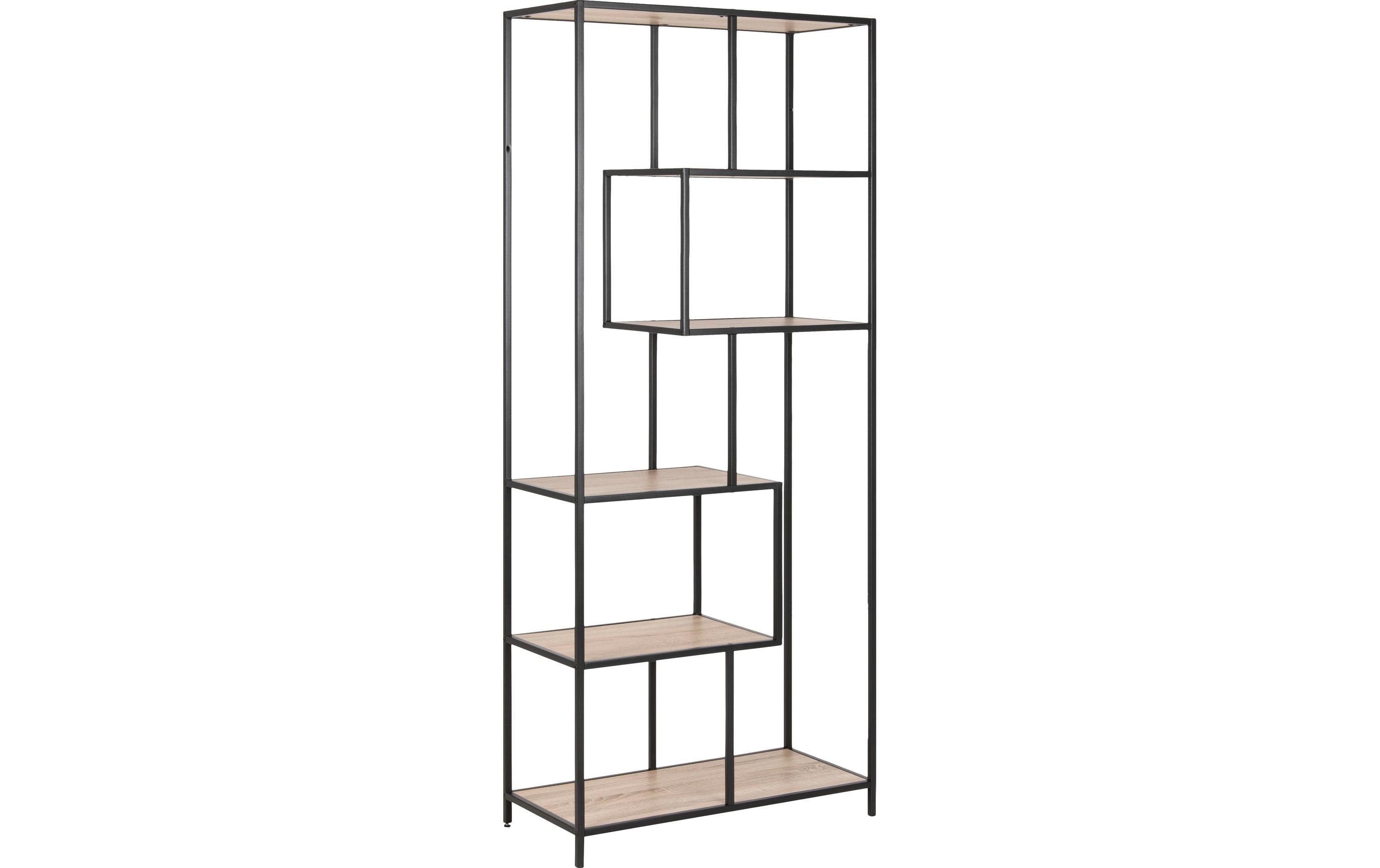 AC Design Bücherregal Seaford MDF/Stahl, 77x35x185 cm, Sonoma Eiche
