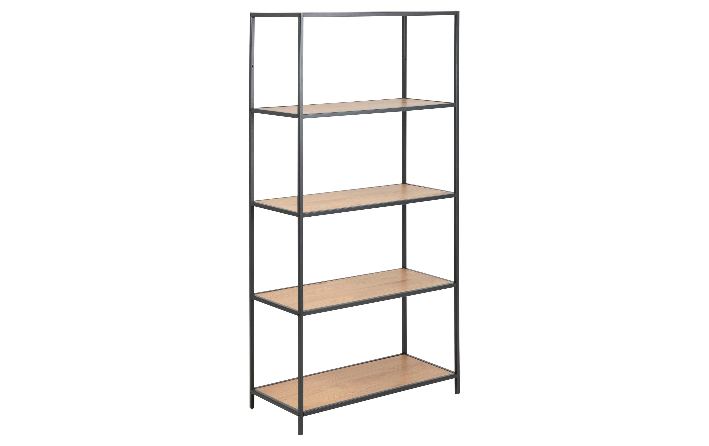 AC Design Regal Seaford Stahl/MDF, 77x35x150 cm, Wildeiche Matt