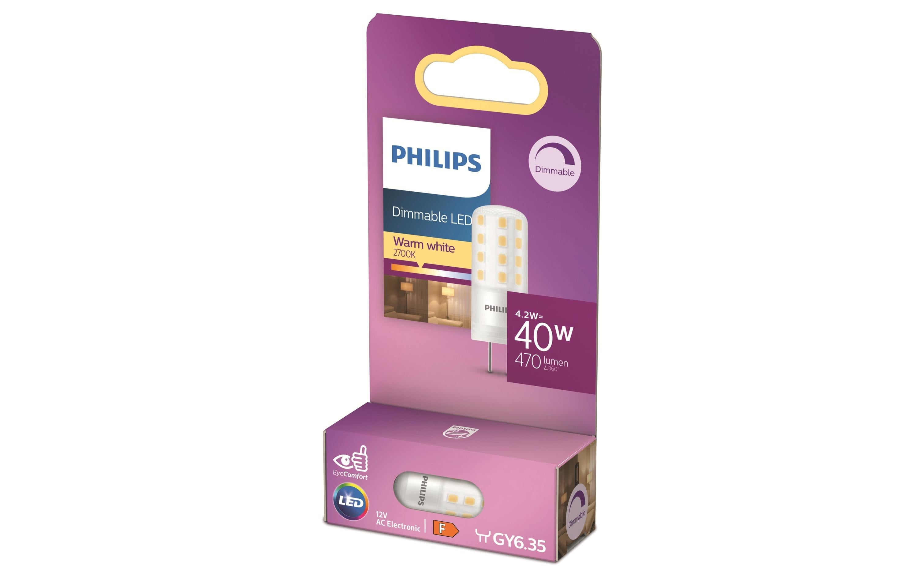 Philips Leuchtmittel Philips LED Standard GY6.35 Sockel, Warm White 2700K, dimmbar