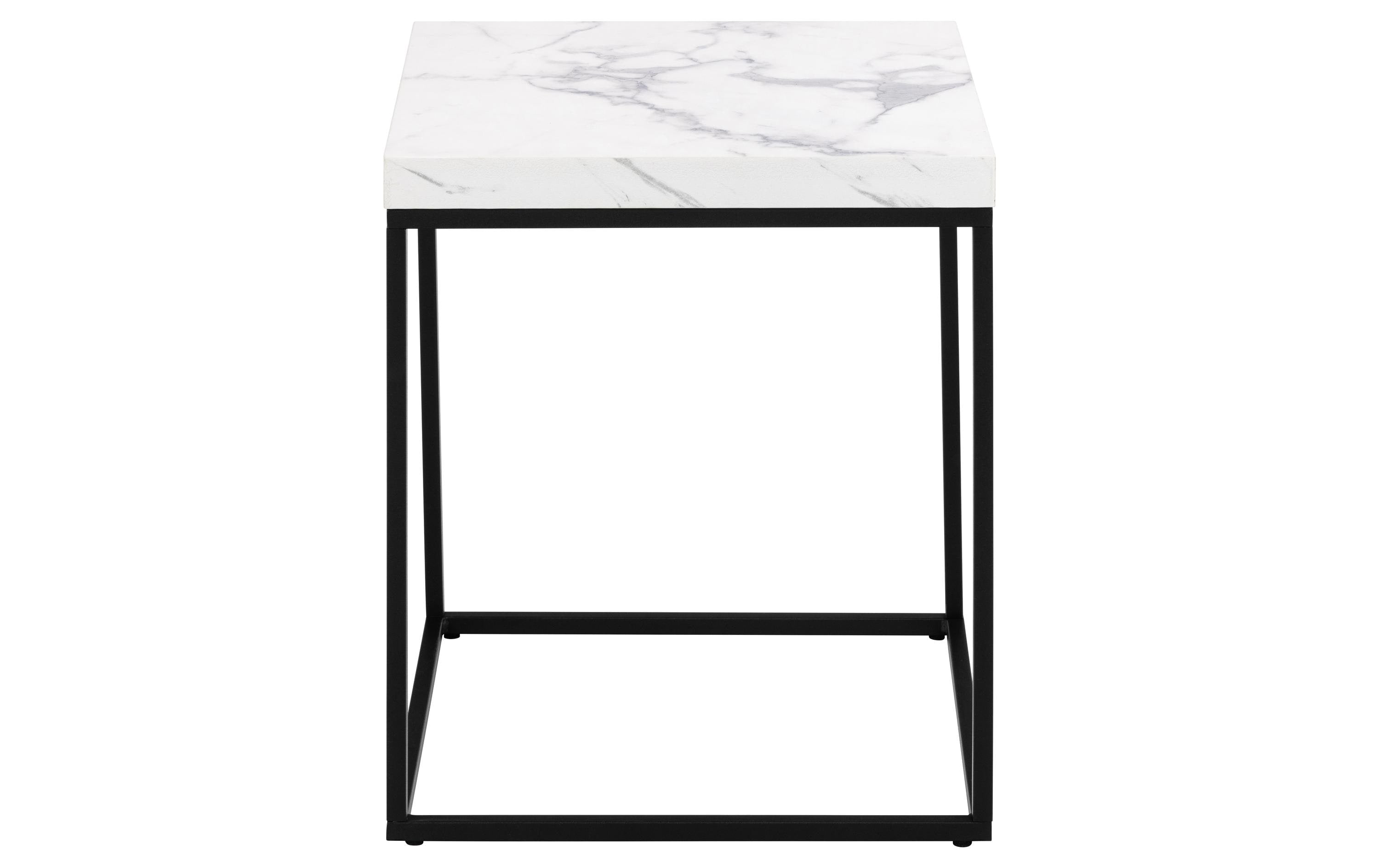 AC Design Couchtisch Barossa Stahl, 40x40x45 cm, Weiss marmoriert