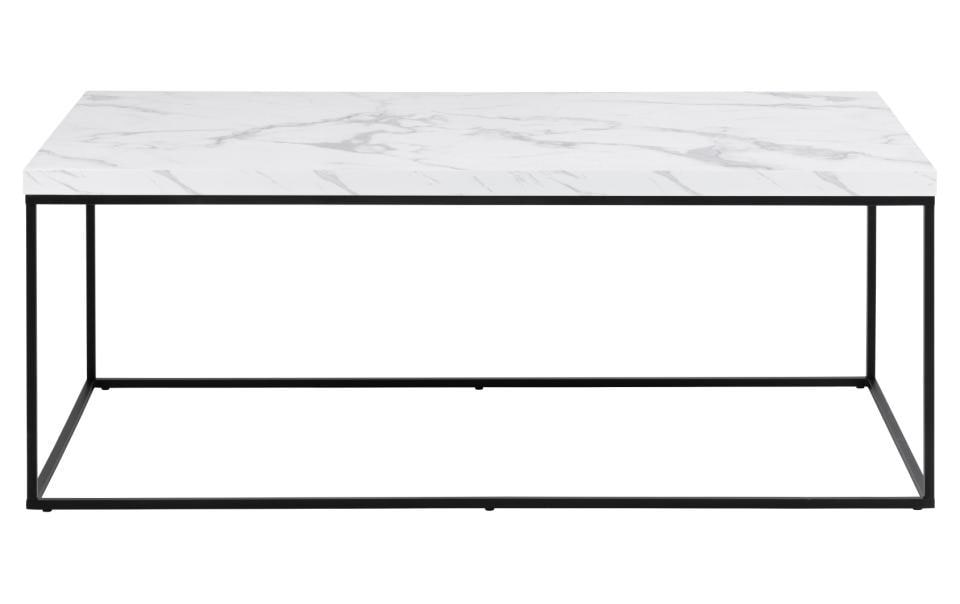 AC Design Couchtisch Barossa Stahl, 110x55x45 cm, Weiss marmoriert