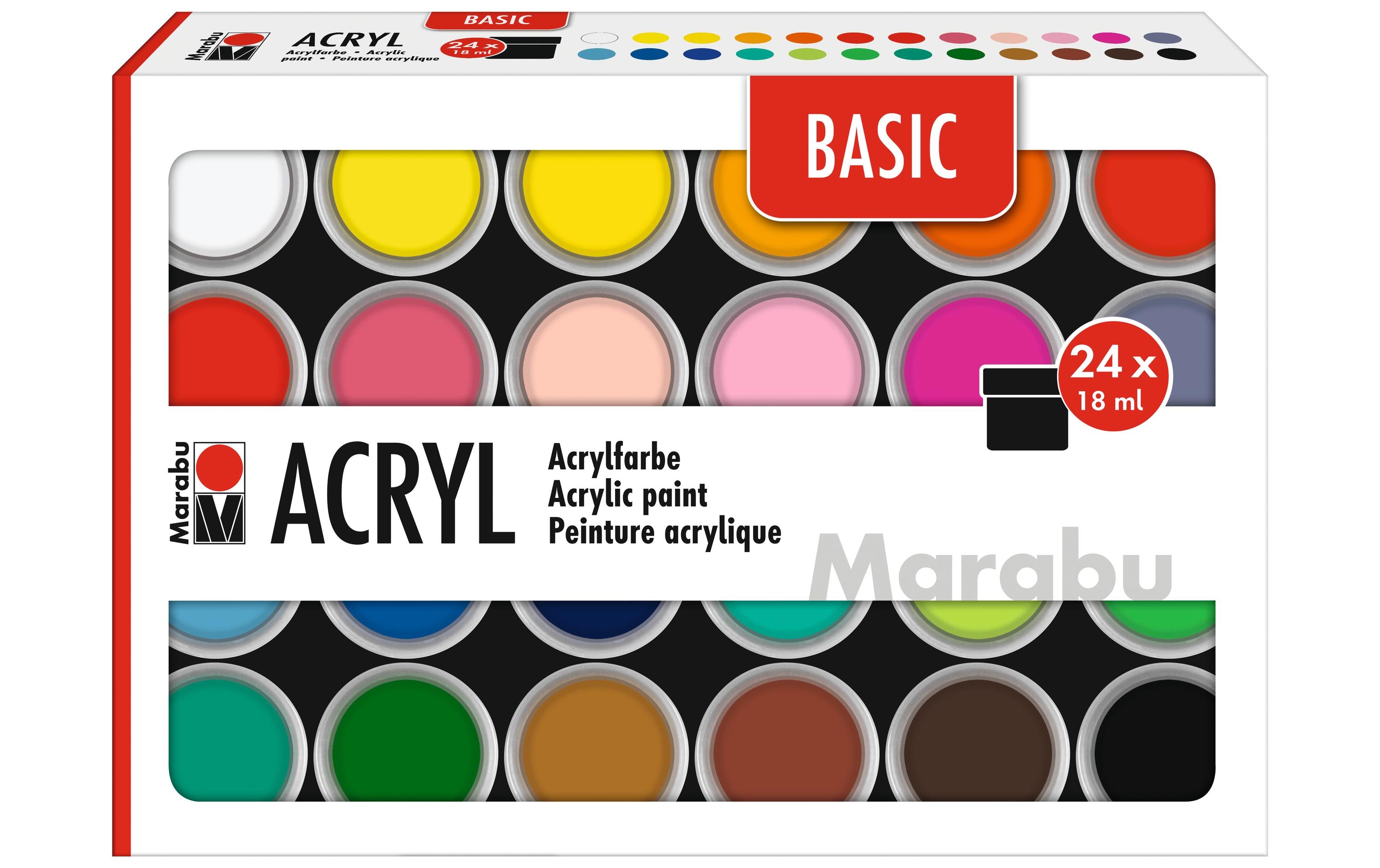Marabu Acrylfarbe Set Basic 24 x 18 ml