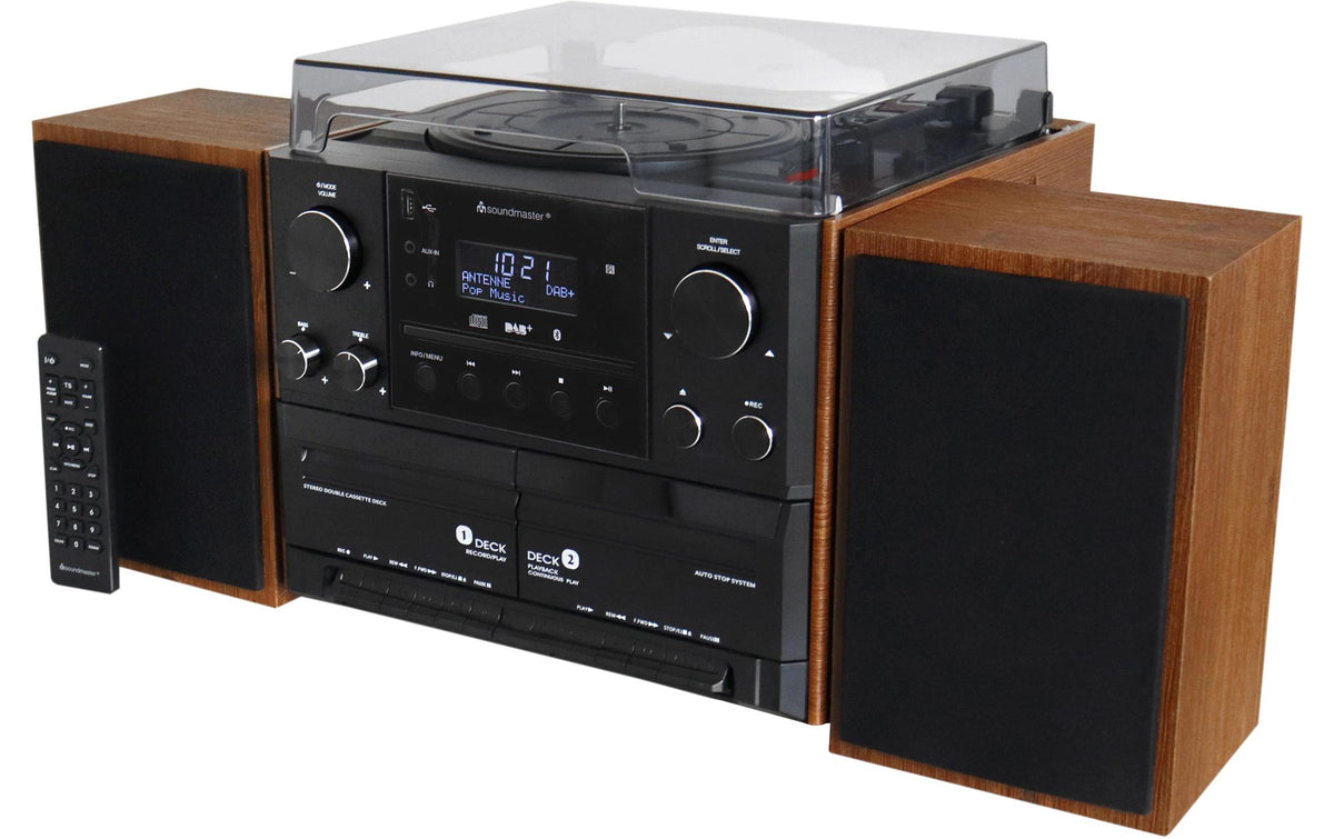 Soundmaster MCD5600BR Retro Stereoanlage, DAB+, 2 Kassettend., CD