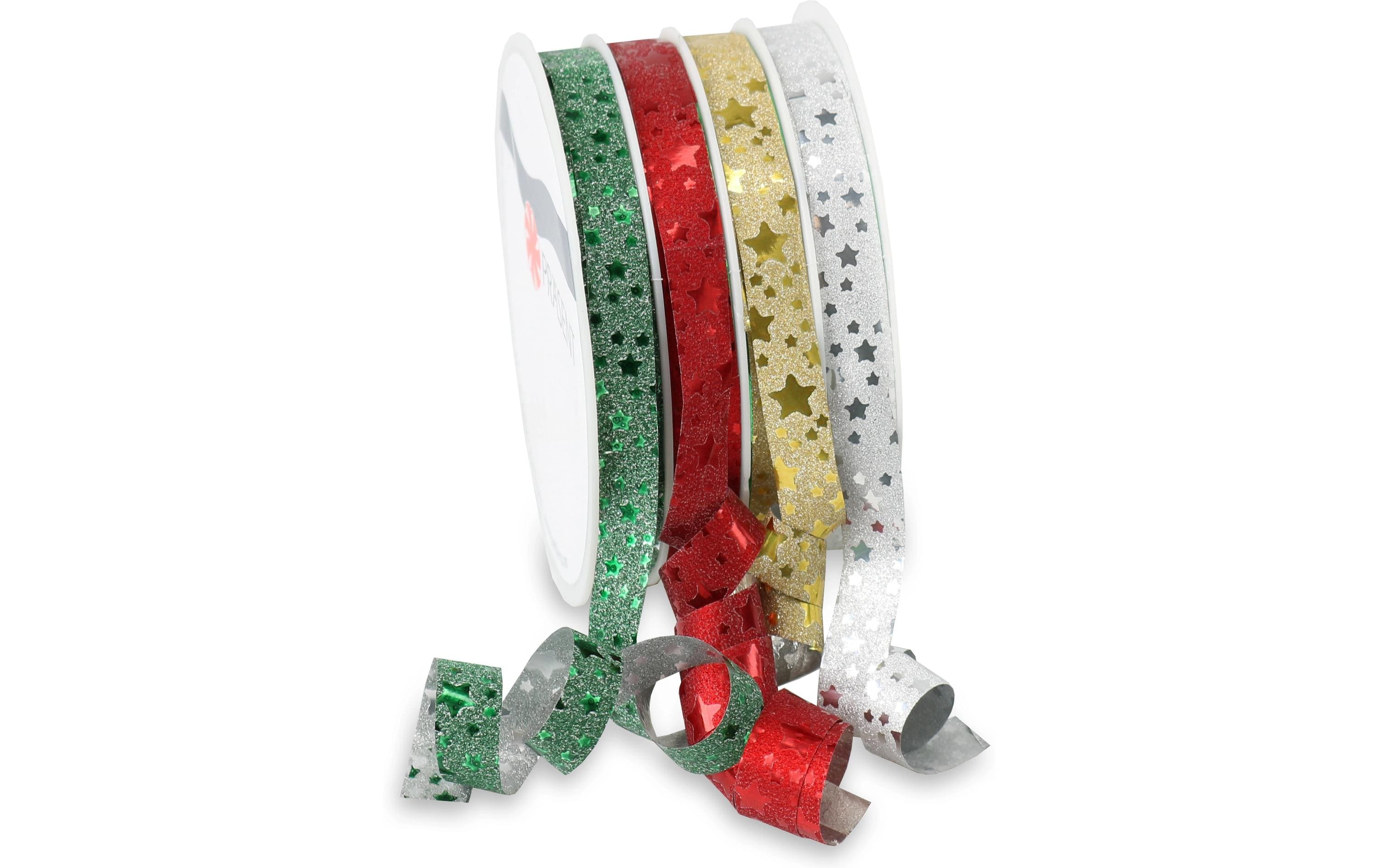 Pattberg Geschenkband Glitter Star Grösse: 10 mm x 16 m, mehfarbig
