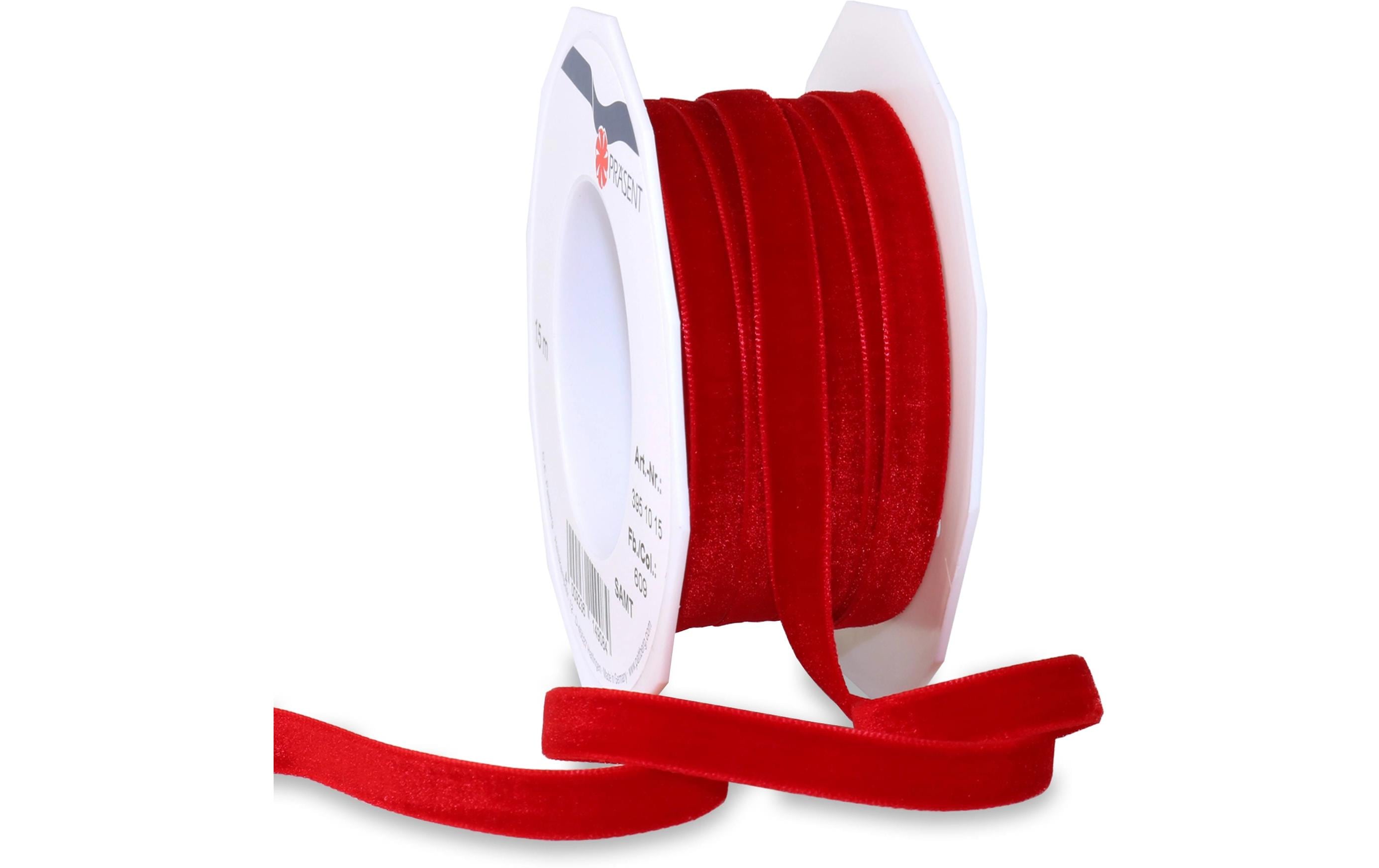 Pattberg Geschenkband Samt Grösse: 10 mm x 15 m, rot