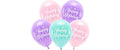 Partydeco Ballon Happy Birthday rosa, 26 cm, 5 Stk
