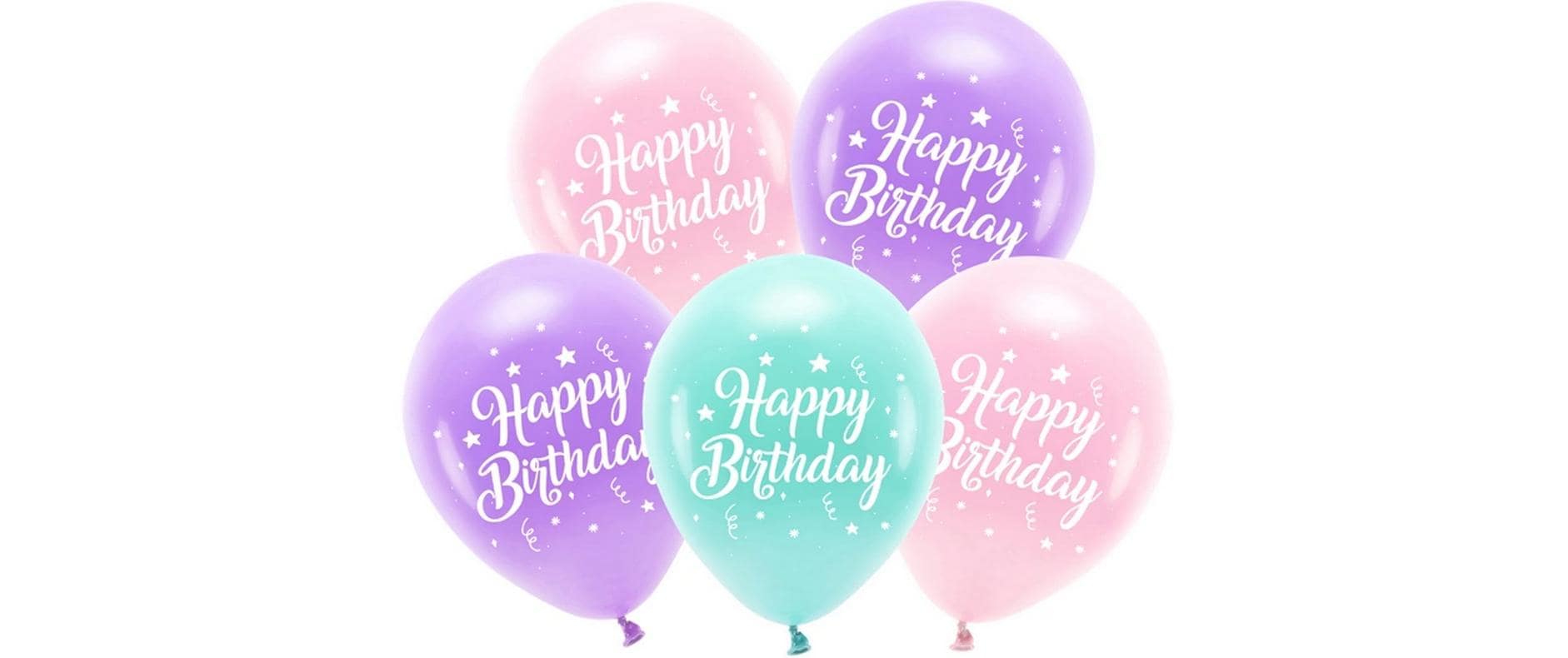 Partydeco Ballon Happy Birthday rosa, 26 cm, 5 Stk