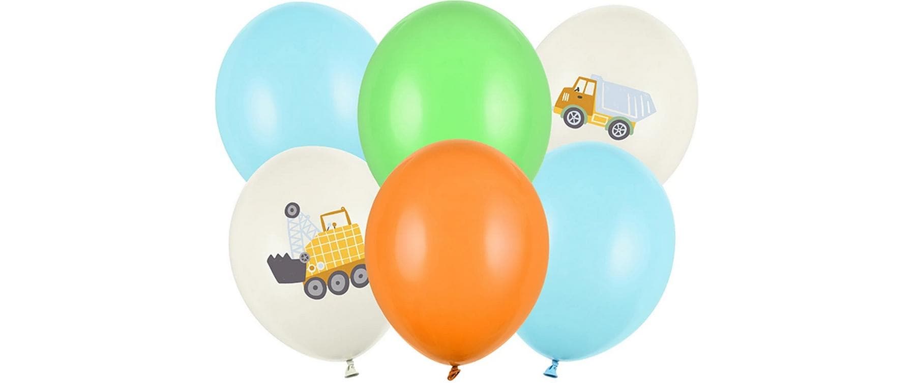 Partydeco Ballon Baufahrzeuge 30 cm, 6 Stk