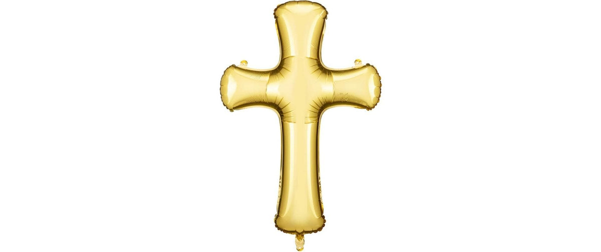 Partydeco Folienballon Kreuz gold, 103.5 x 74.5 cm, 1 Stk