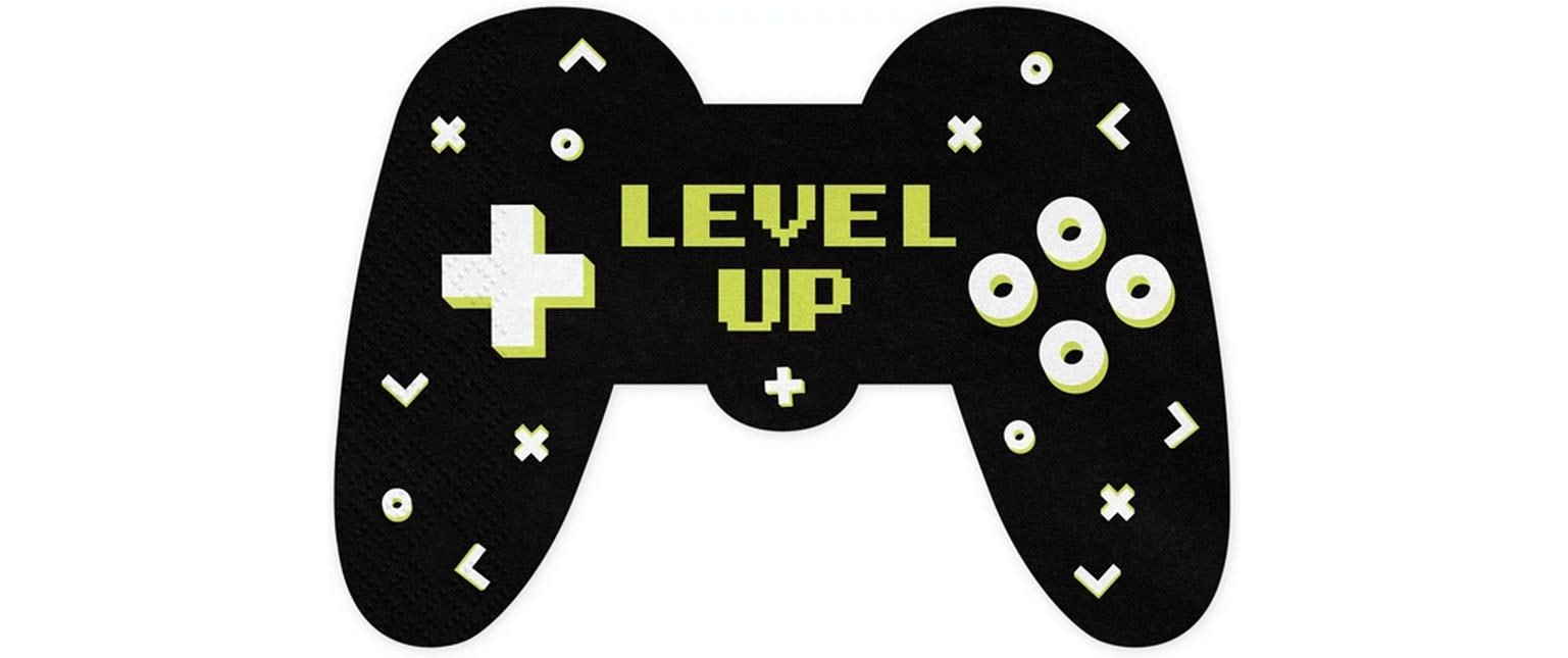 Partydeco Servietten Game Controller schwarz, 11.5x16cm, 12 Stück