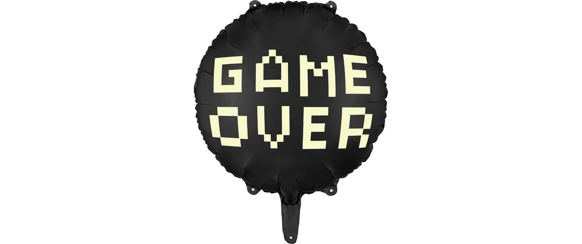 Partydeco Folienballon Game schwarz, 45 cm, 1 Stk