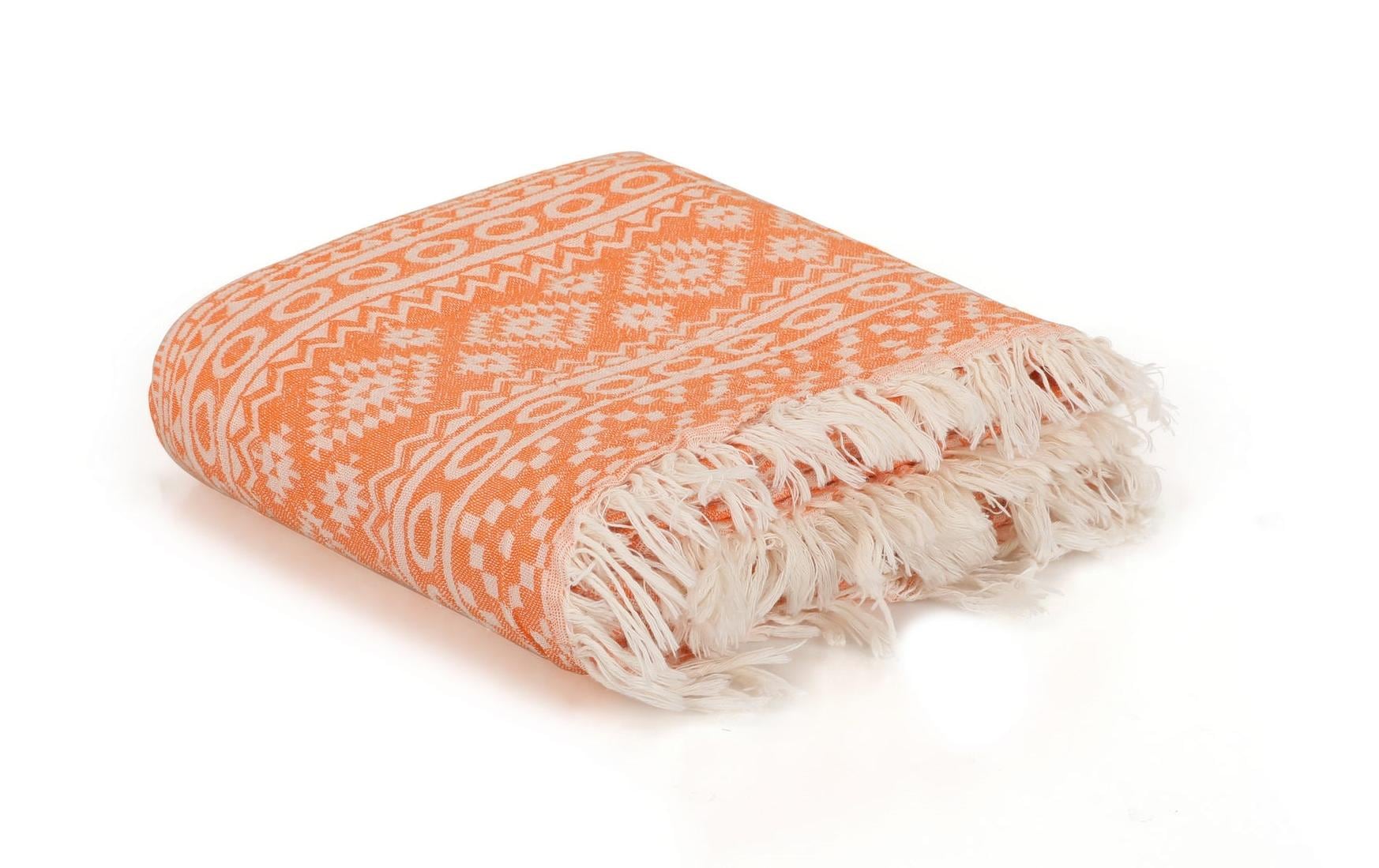 Foutastic Strandtuch Cicim Orange 100% Baumwolle, 215 gr/m², 90 x170 cm