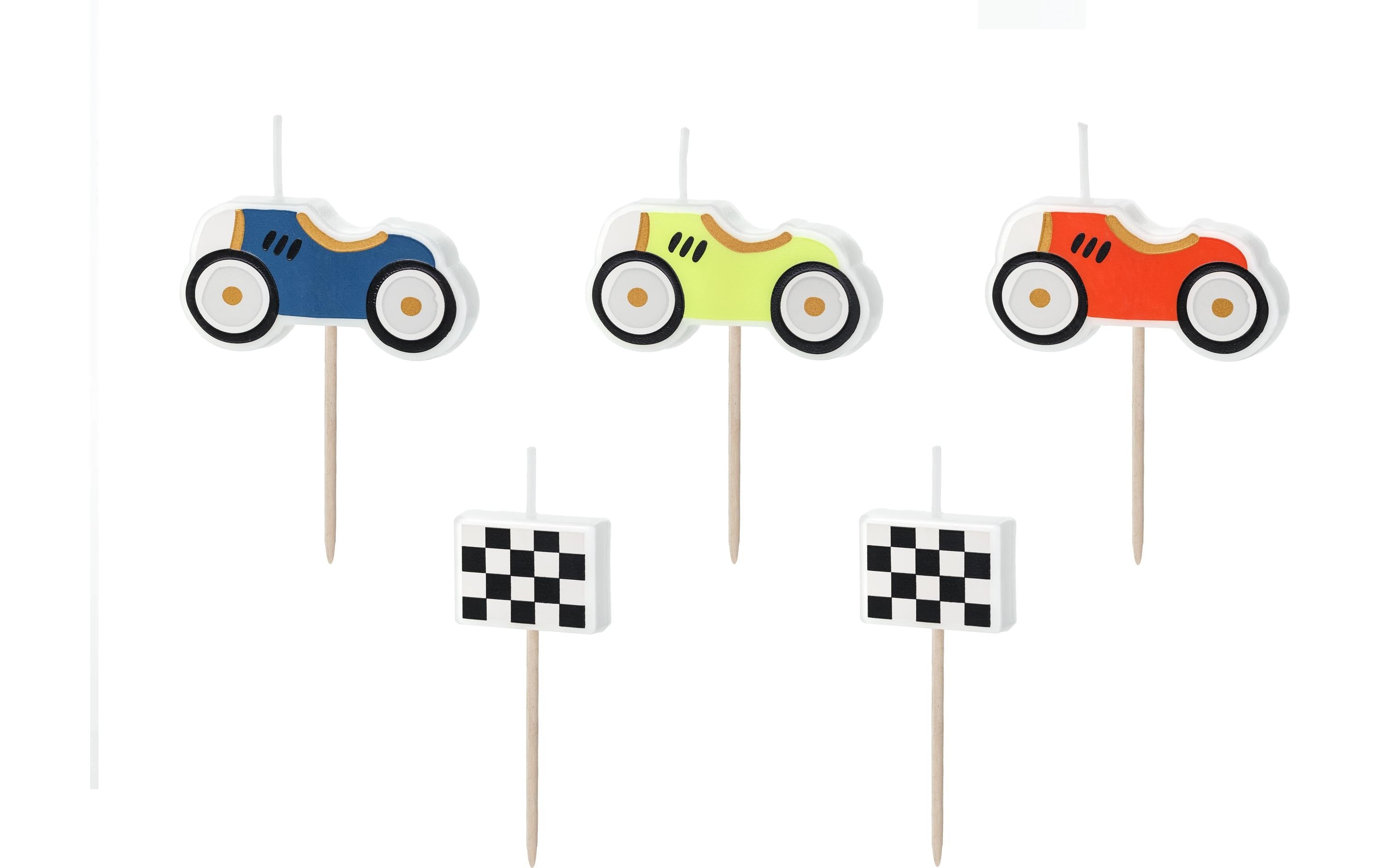 Partydeco Geburtstagskerzen Auto 2-3 cm, 5 Stück