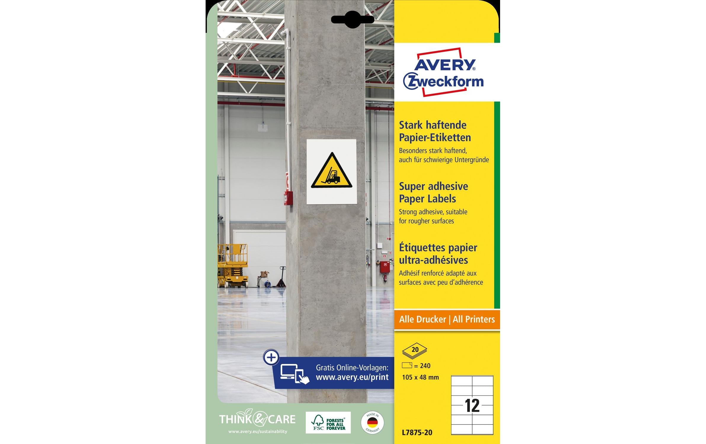 Avery Zweckform Etiketten stark haftend 105 x 48 mm