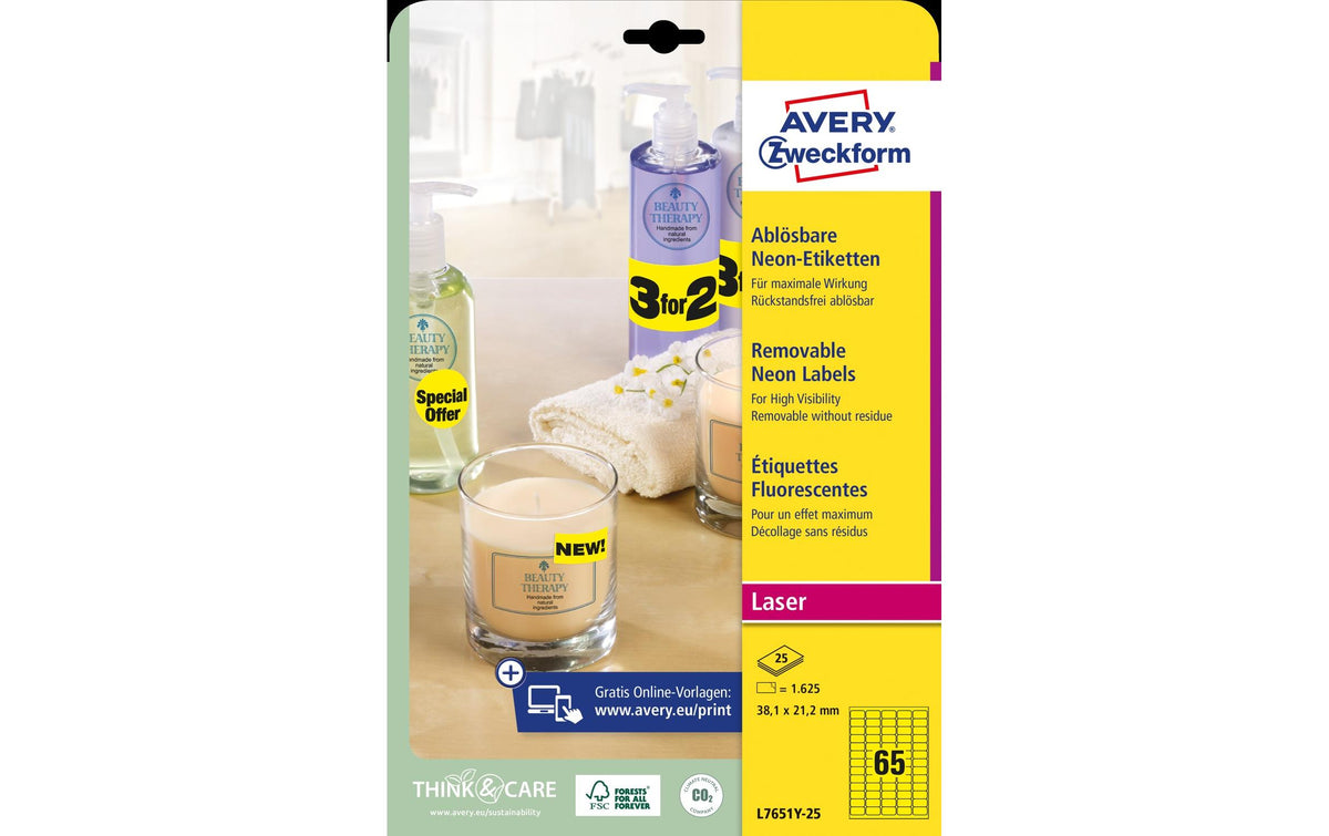 Avery Zweckform Mini-Etik. 38,1x21,2mm Inhalt: 1.625 Etik. / 25 Blatt