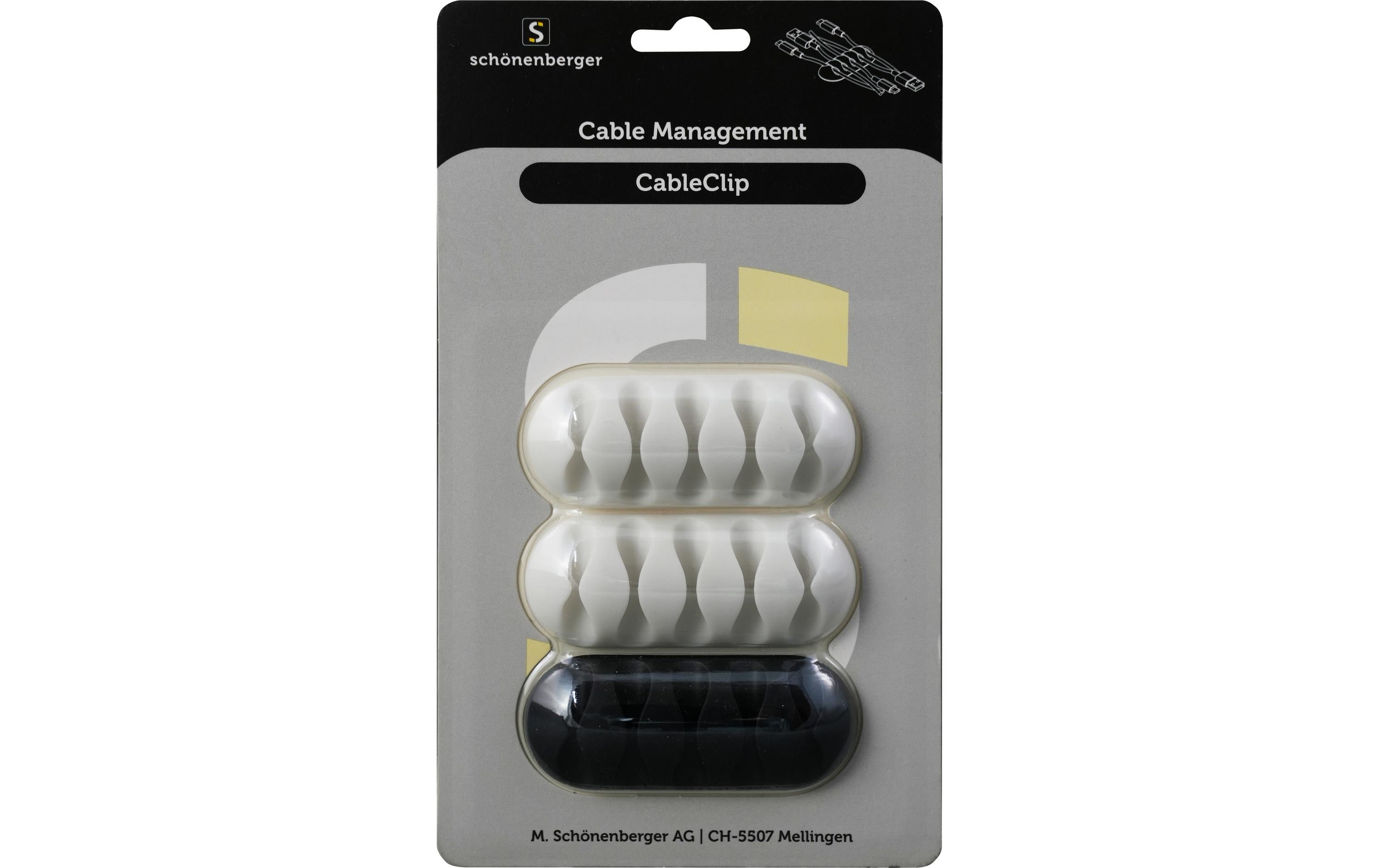 CableClip 3 Stück L=66mm, B=11.5mm, 2x weiss, 1x schwarz
