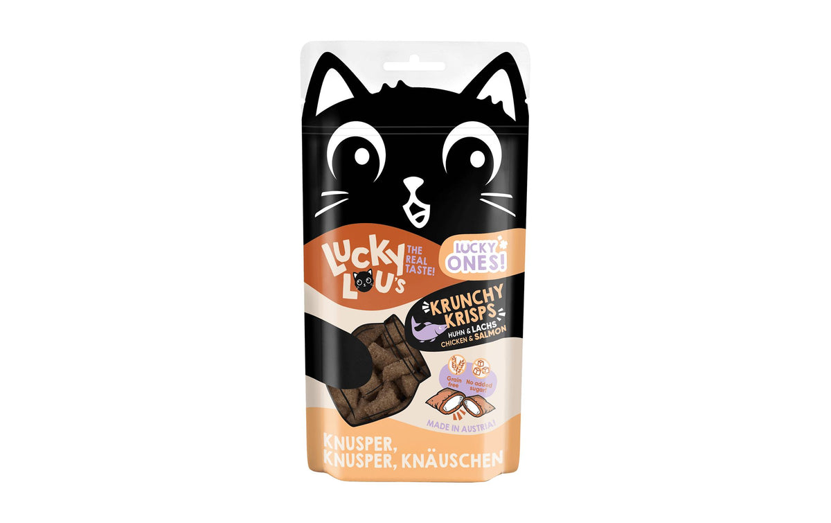 Lucky Lou Katzen-Snack Lucky Ones Krunchy Krisps Huhn & Lachs, 60g