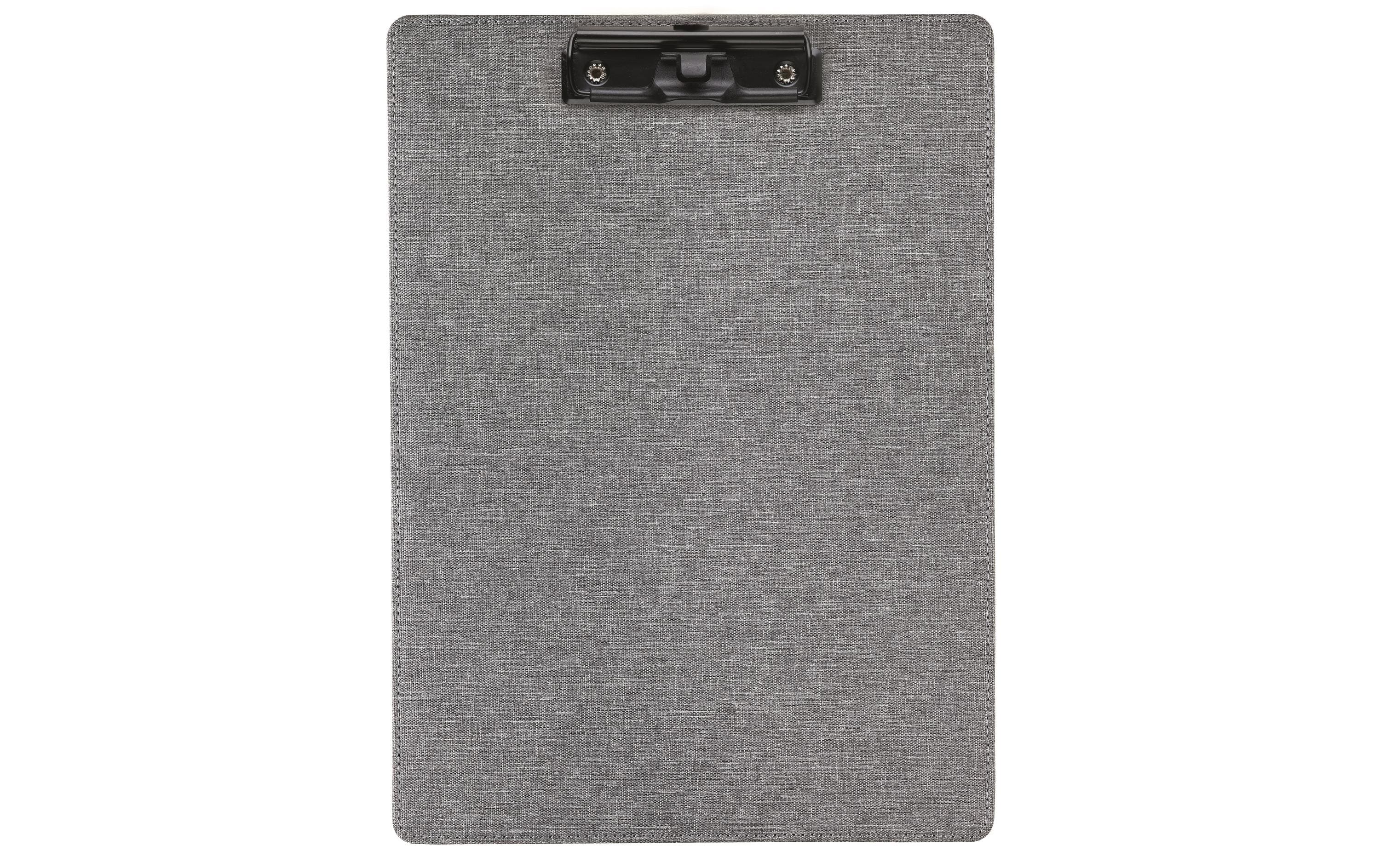Klemmbrett A4 RPET grau, recycl. PET startke Klemme mit Stiftehalter