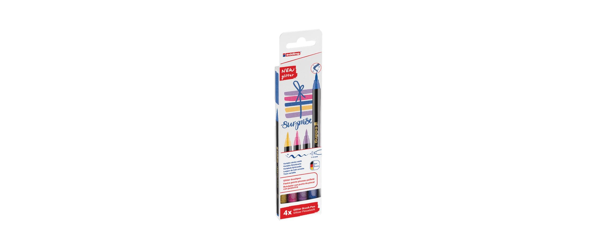 edding Brushpen 1340 Glitzer E-4 Modern Set, 4 Stk., 1-6mm