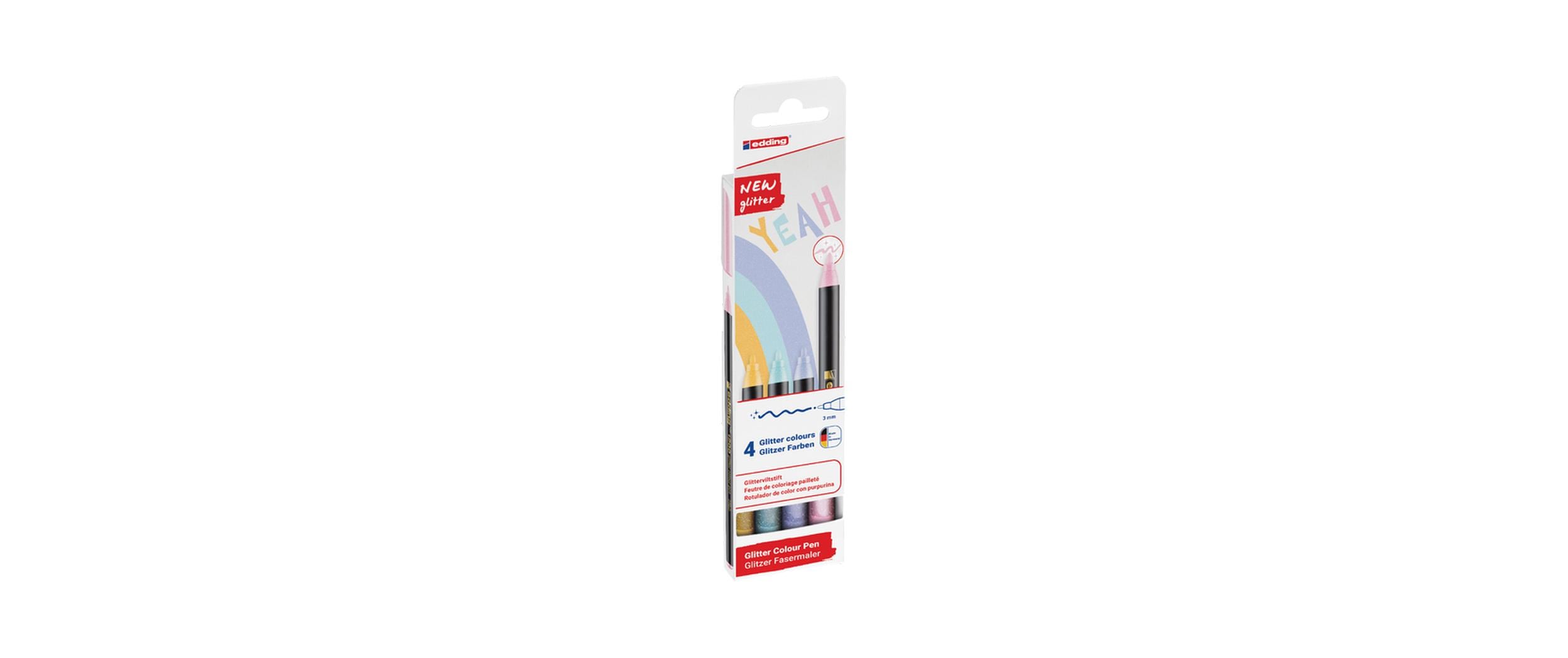 edding Fasermaler 1200 Glitzer E-4 Pastell Set, 4 Stk., 3mm