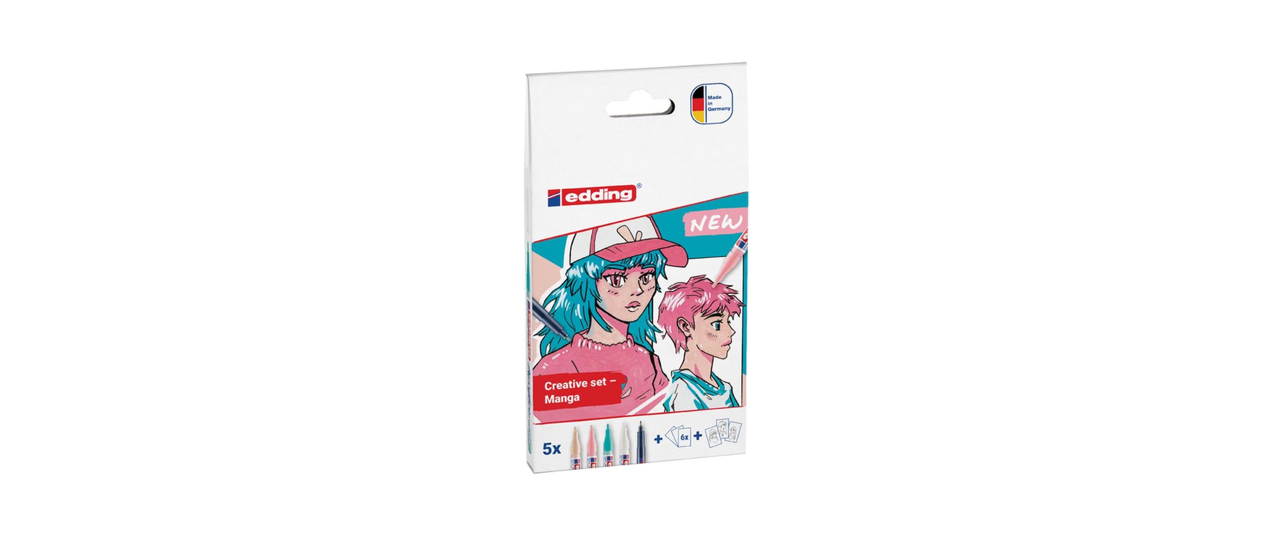 edding Acrylmarker 5300 fein E-5 Manga Set, 5 Stk., 1-2 mm