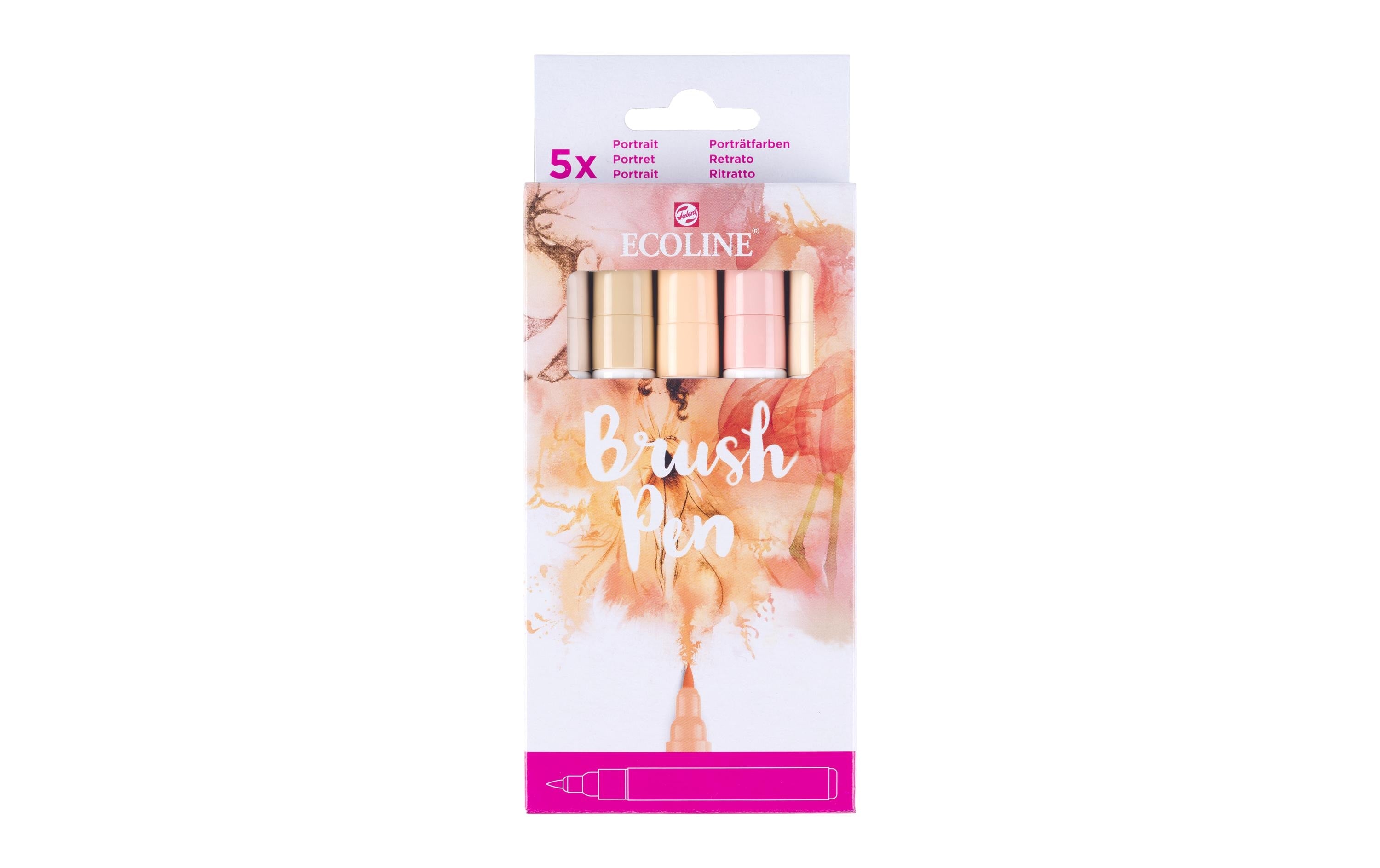 Talens Brush Pen Ecoline 5 Brush Pens, Farbe Beige Rosa