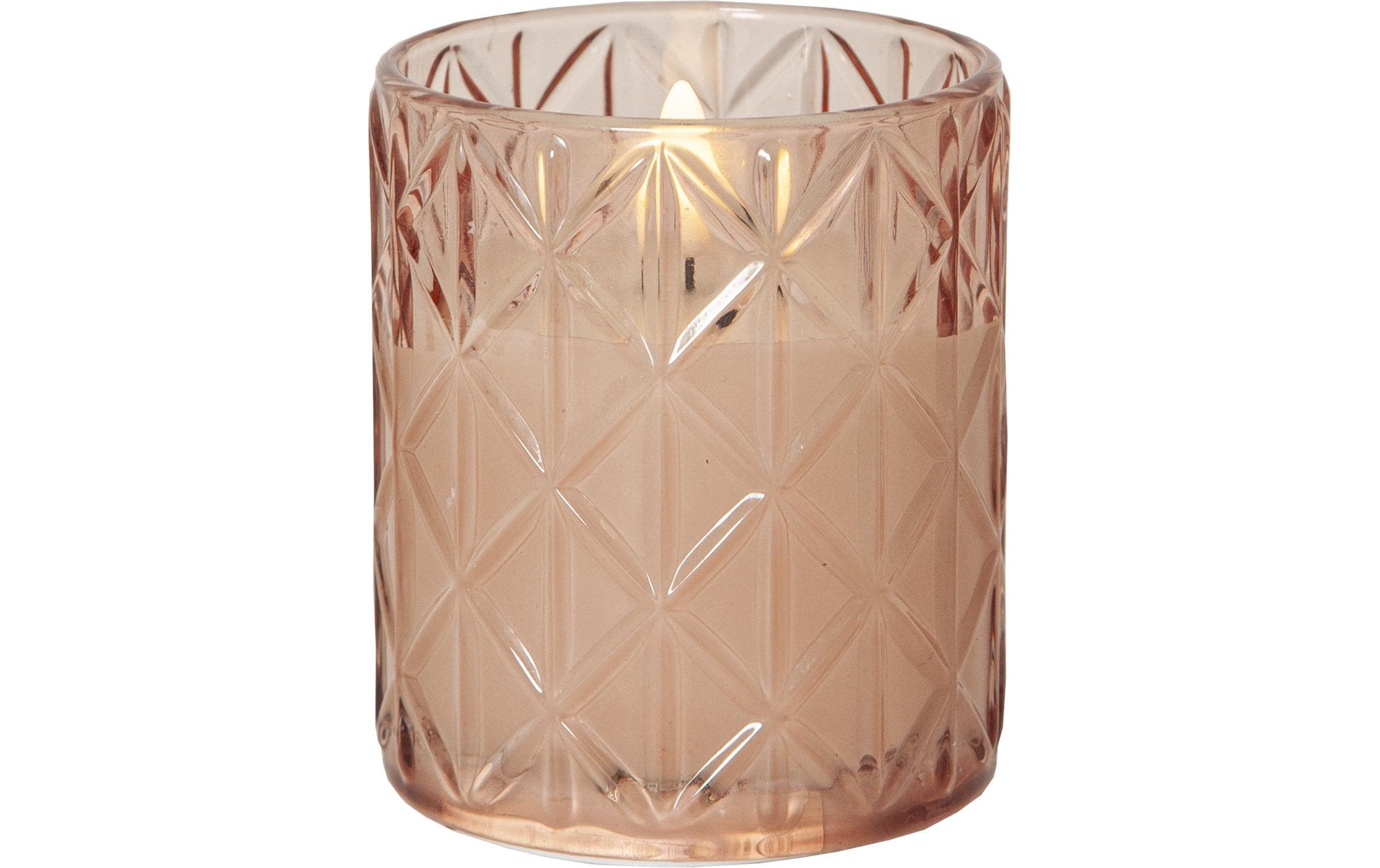 Star Trading LED Kerze Flamme Romb Indoor, Pink, 10.00 cm Höhe, Timer