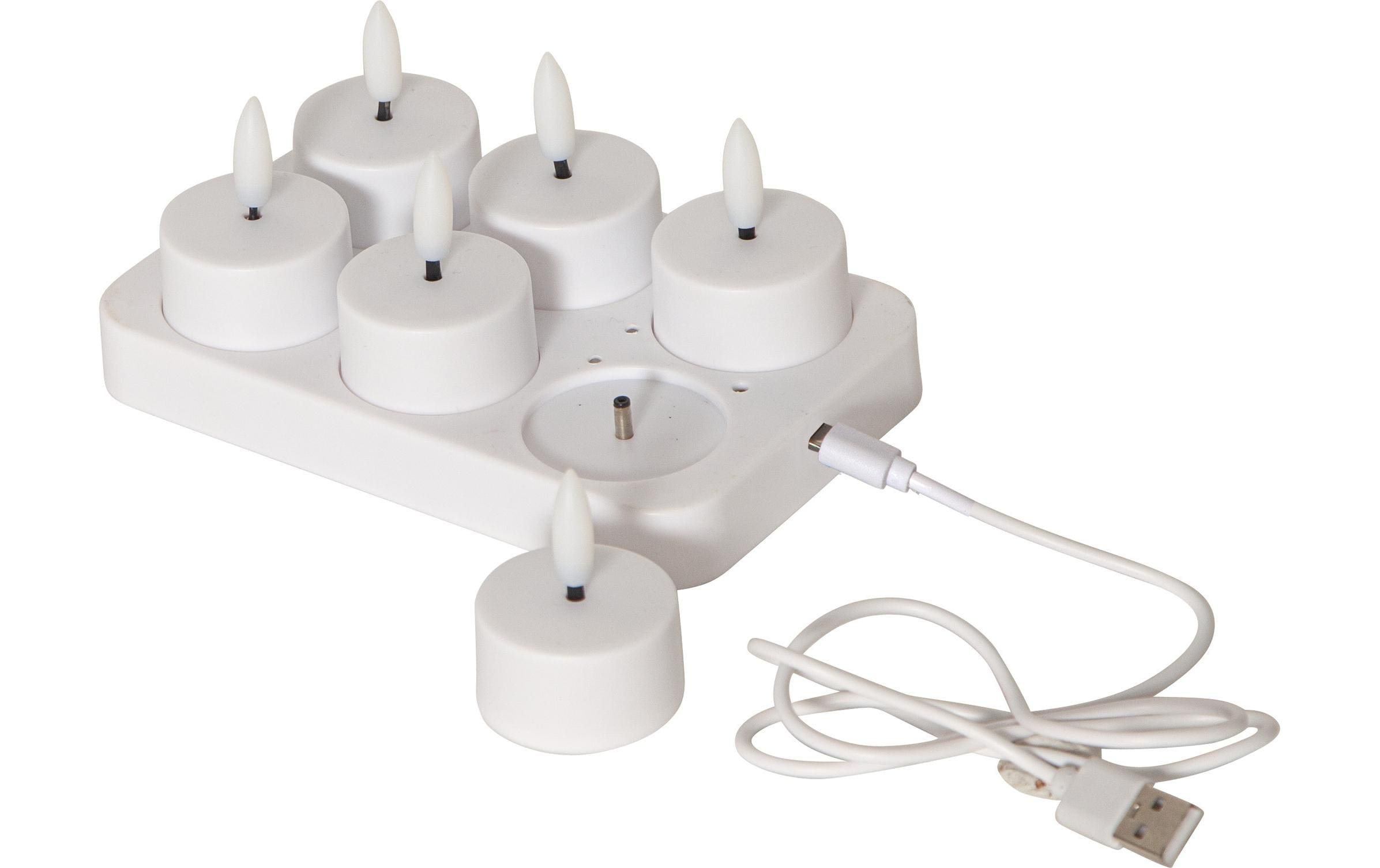 Star Trading LED Teelicht 6 Pack Flamme Indoor, Weiss, Charge