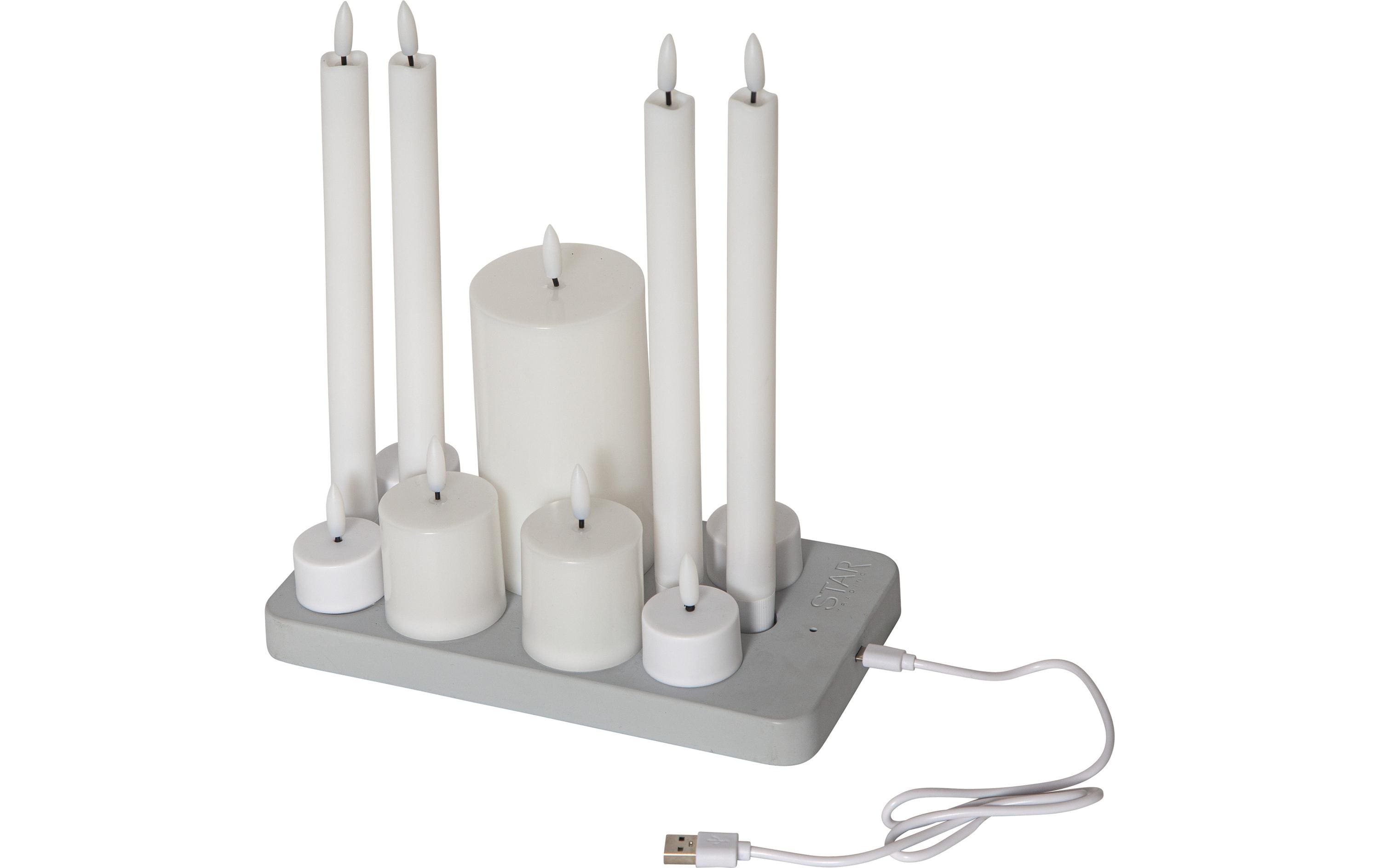 Star Trading LED Pillar Kerze Flamme Indoor, Weiss, Charge
