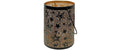 Dameco Windlicht Forest mit Sternen, Henkel Scharz-Gold, Metall, 15x13x19 cm