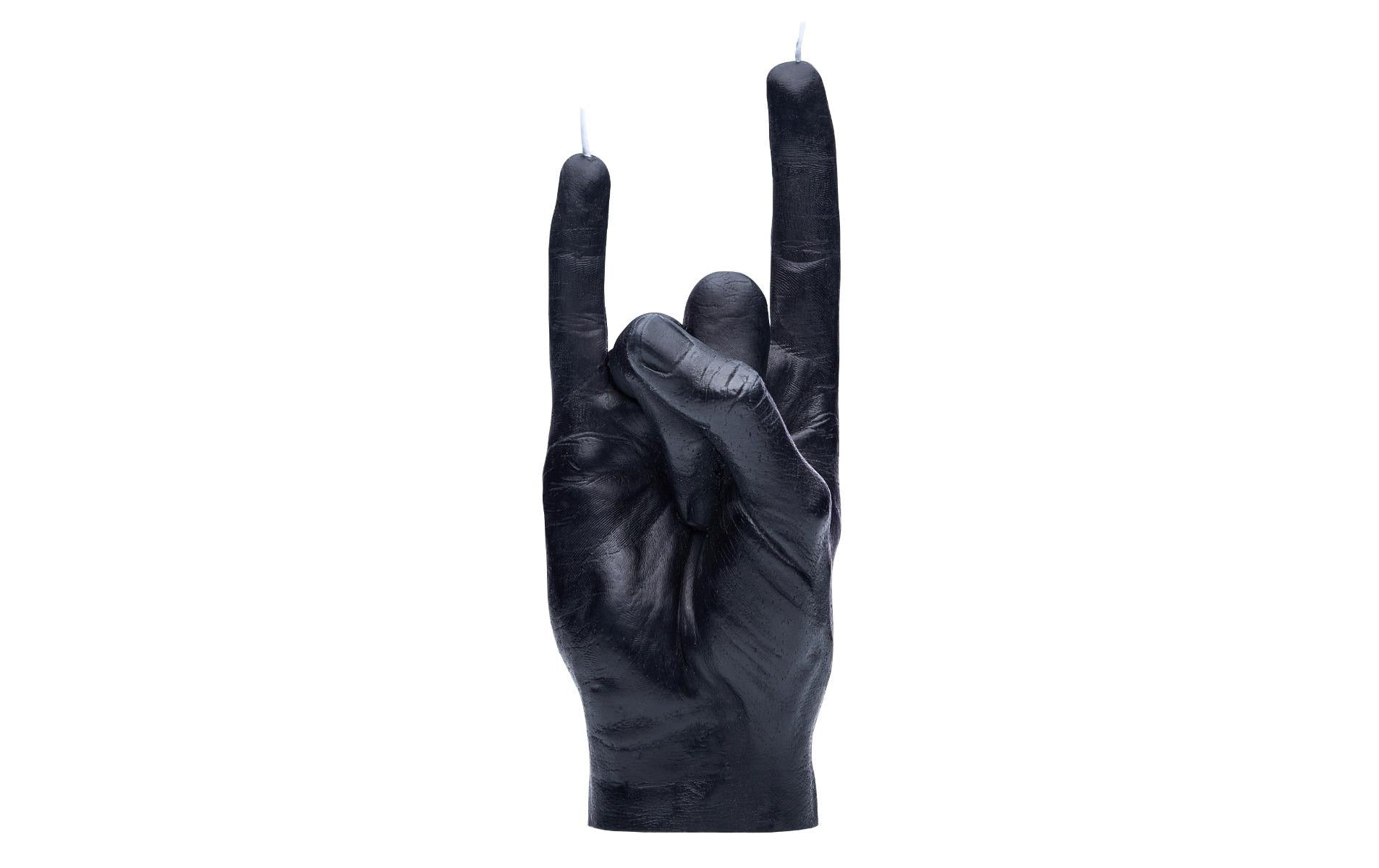 Candle Hand You Rock Schwarz,20x8x7.5cm,Brenndauerca.2h
