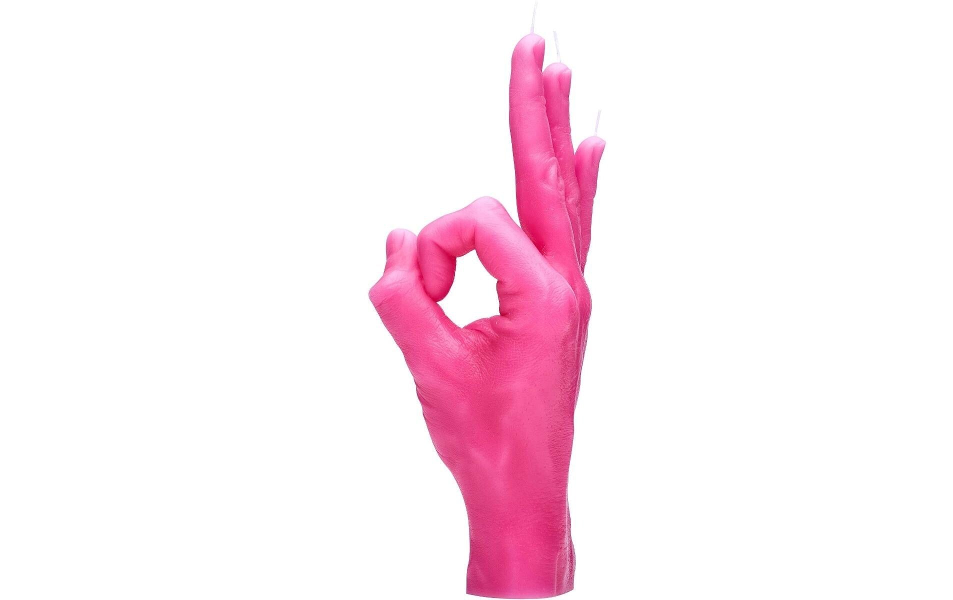 Candle Hand OK Pink,22x8x8 cm,Brenndauer ca.2h