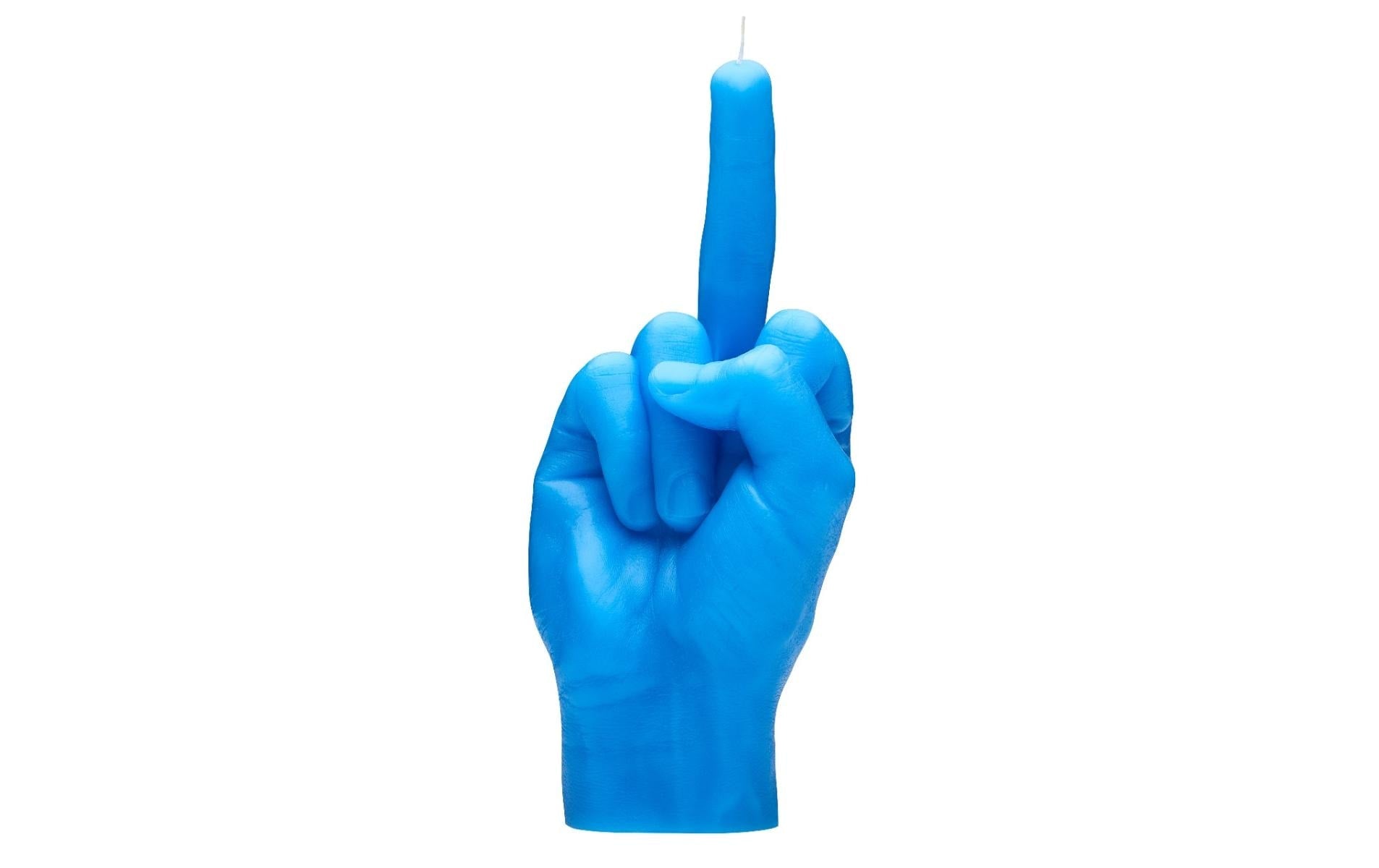 Candle Hand F*ck you Blau, 20x9x8 cm, Brenndauer ca.2h